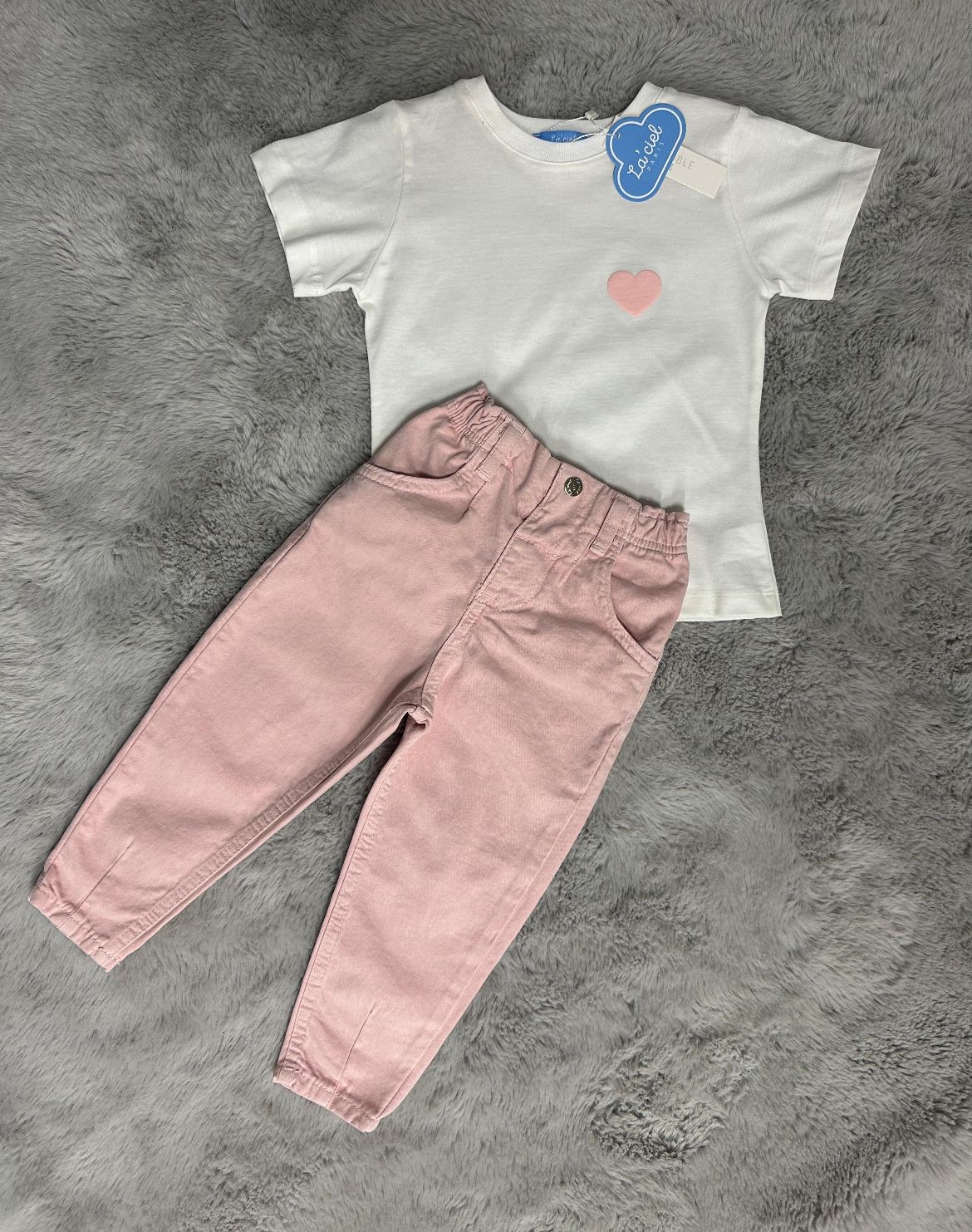 Pembe Kalpli T-shirt Pantolonlu Takım