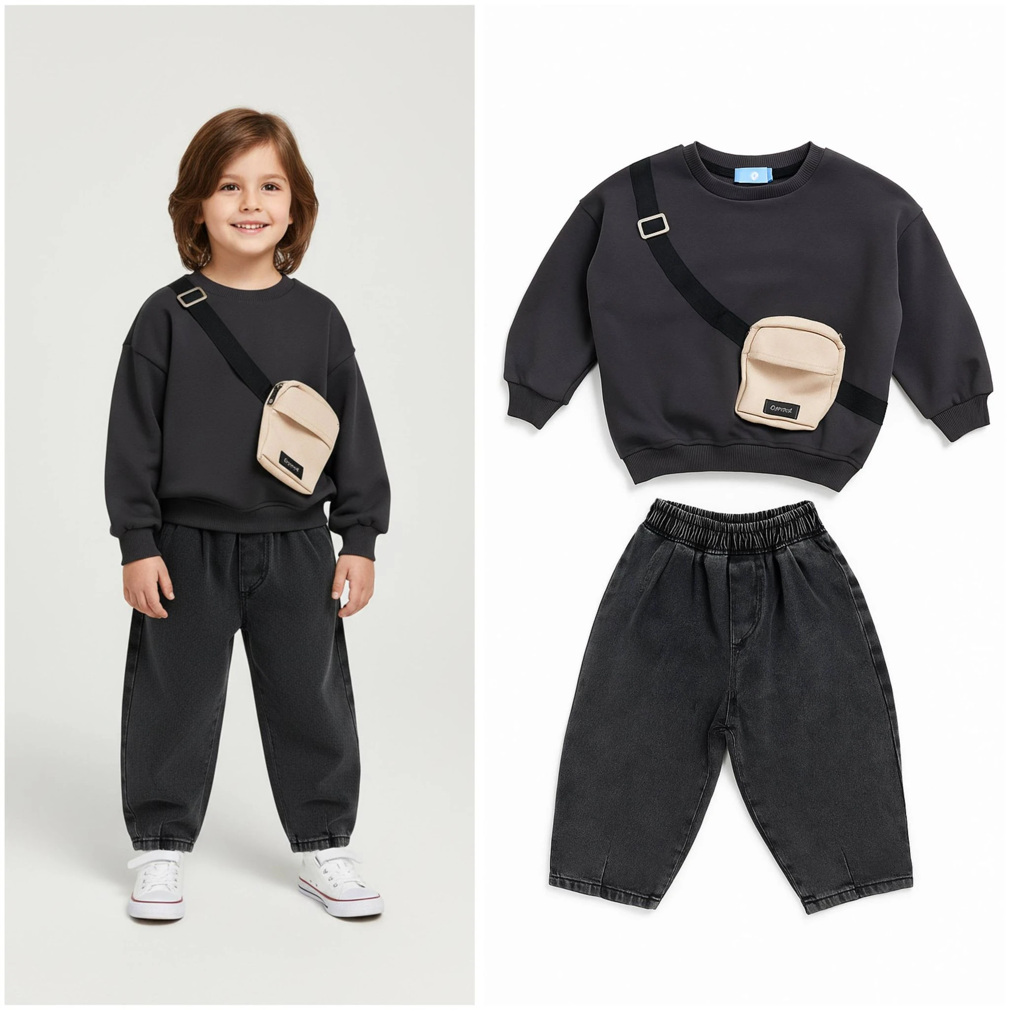 3D Çantalı Sweatshirt