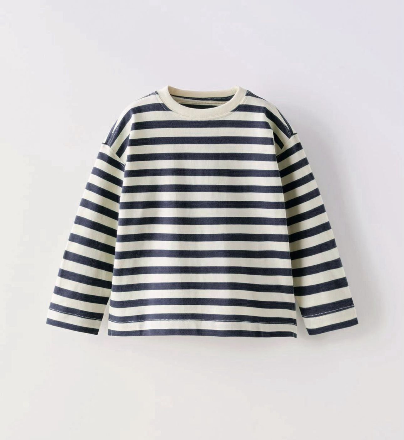 Çizgili Uzun Kol Sweatshirt - Mavi
