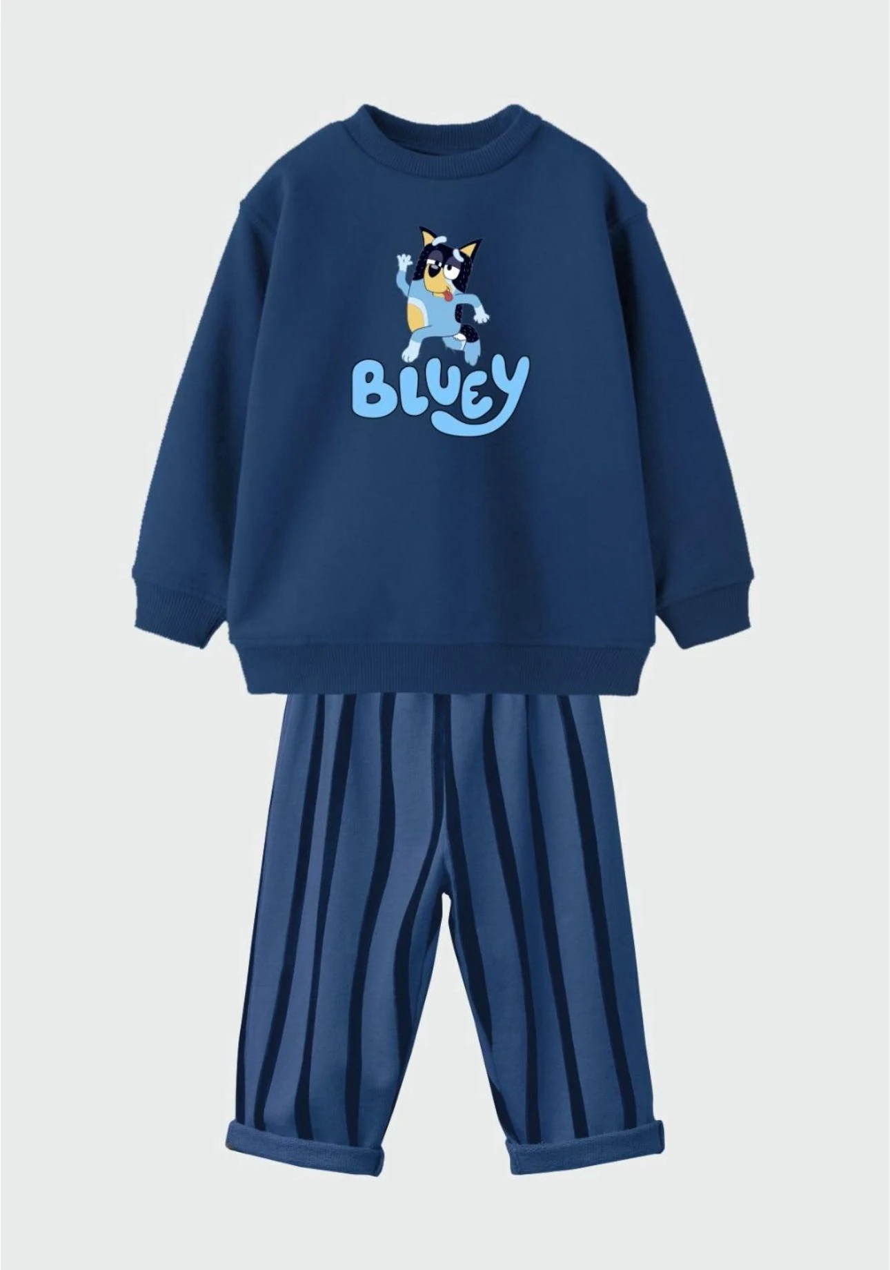 Bluey Baskı Şeritli Eşofman Takımı - Lacivert 