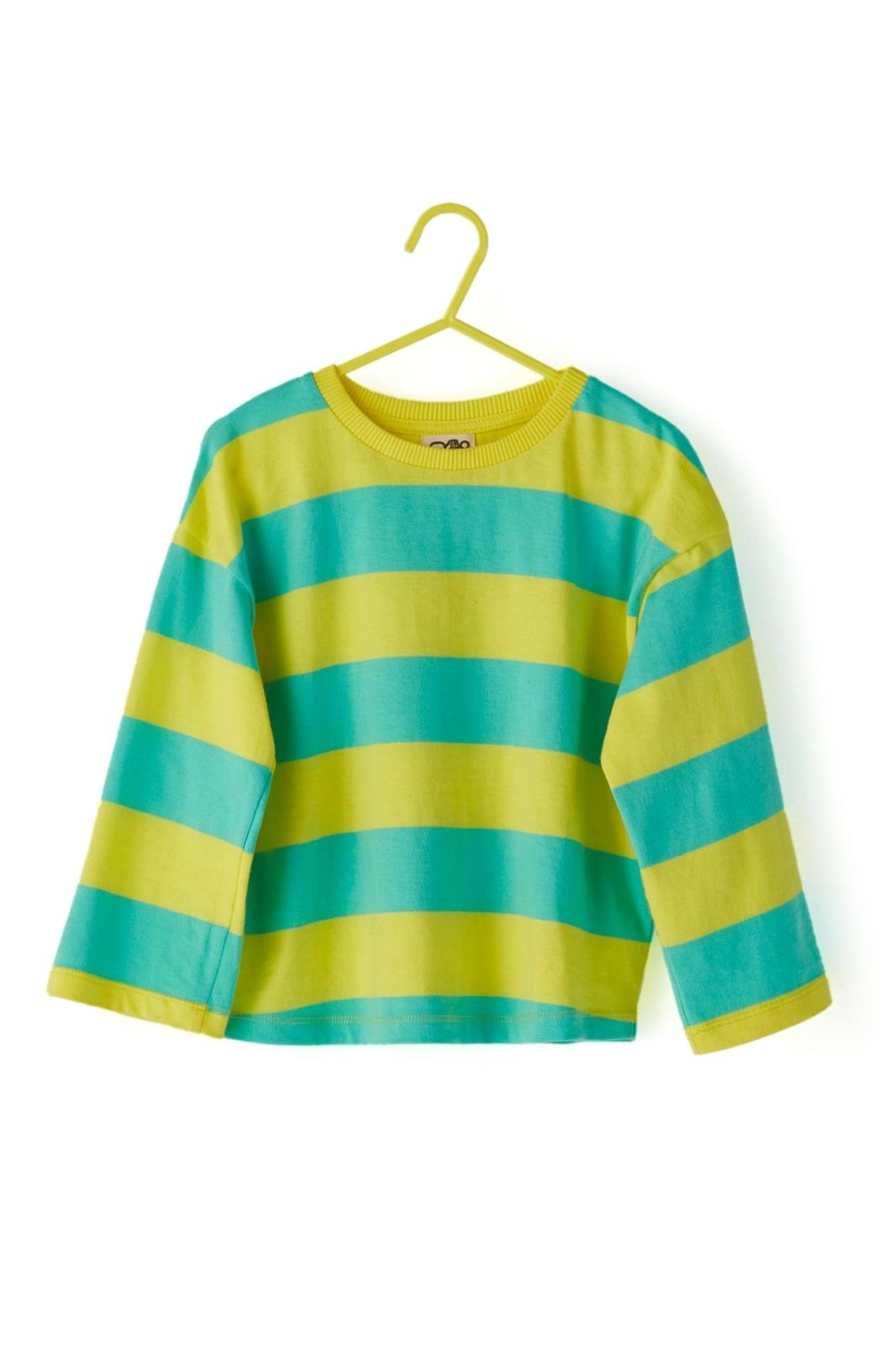 Sarı Yeşil Kontrast Uzun Kollu Basic Tshirt