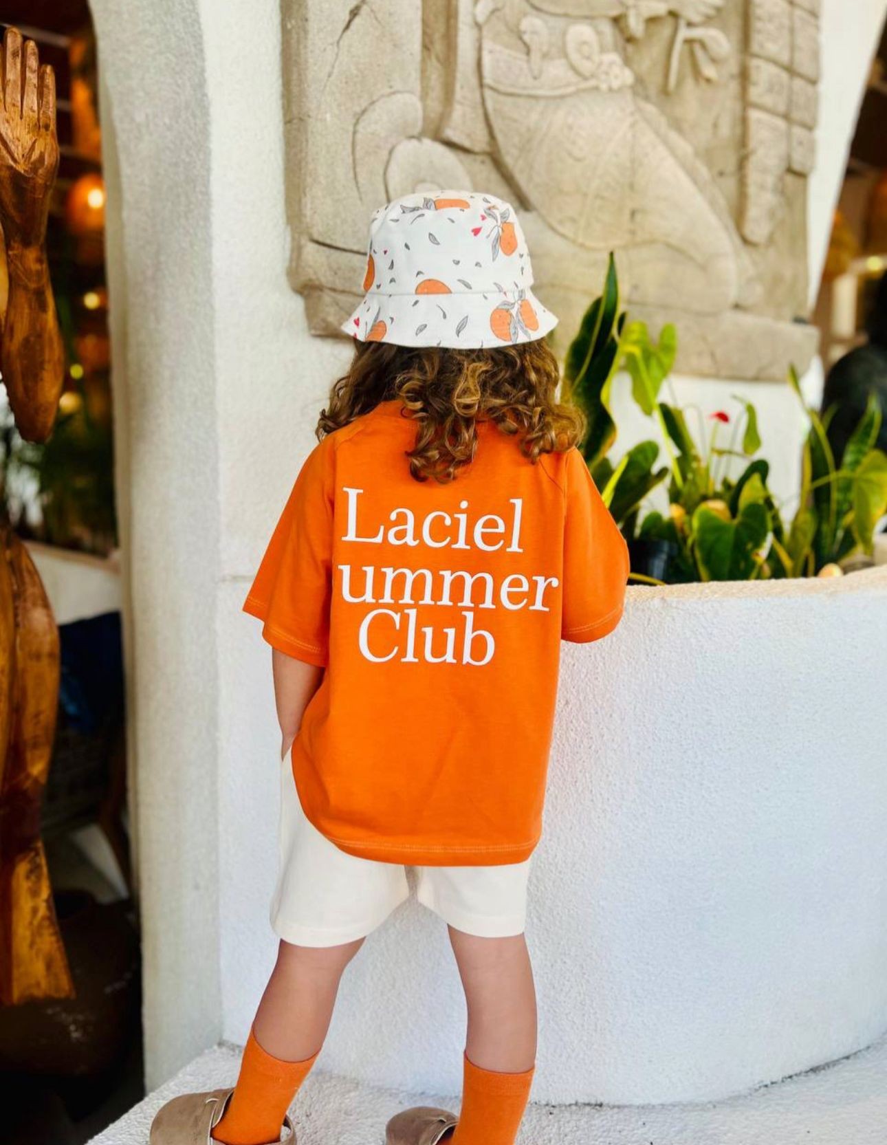 Turuncu Sloganlı Basic Tshirt 