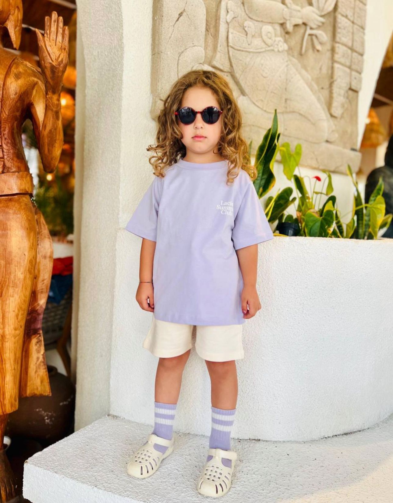 Lila Sloganlı Basic Tshirt 