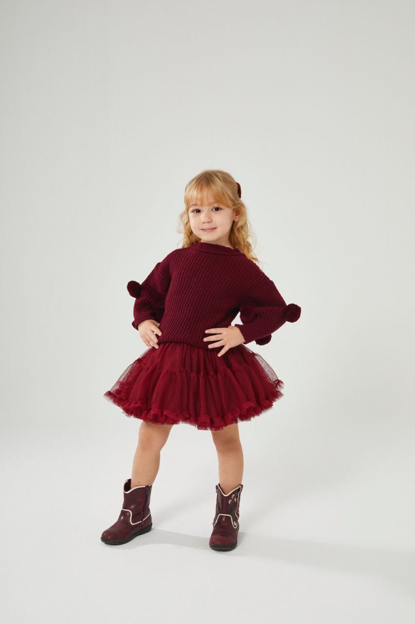 Tütü Etek - Kazak Takım / Bordo