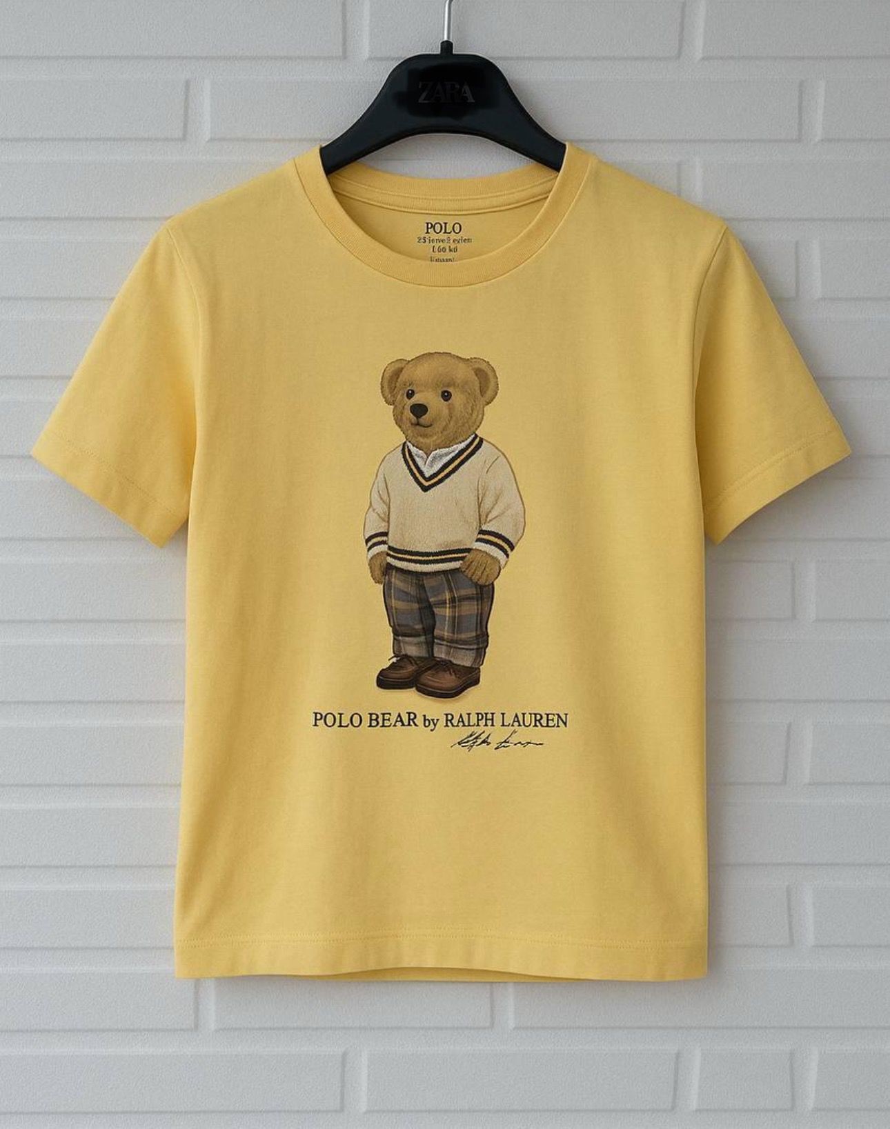 Bear Baskı T-Shirt - Sarı