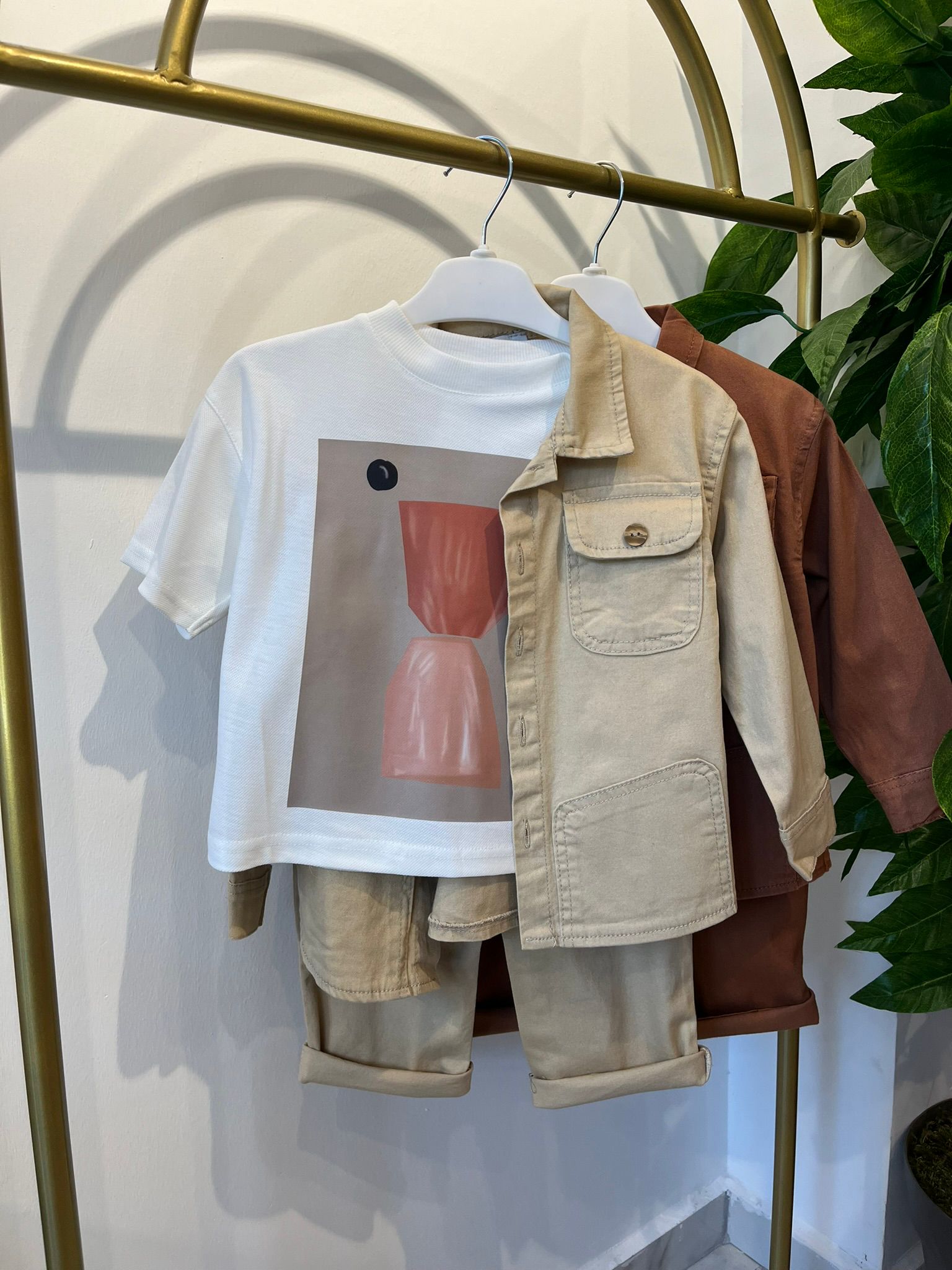 3'lü Gabardin Kumaş Takım - Bej