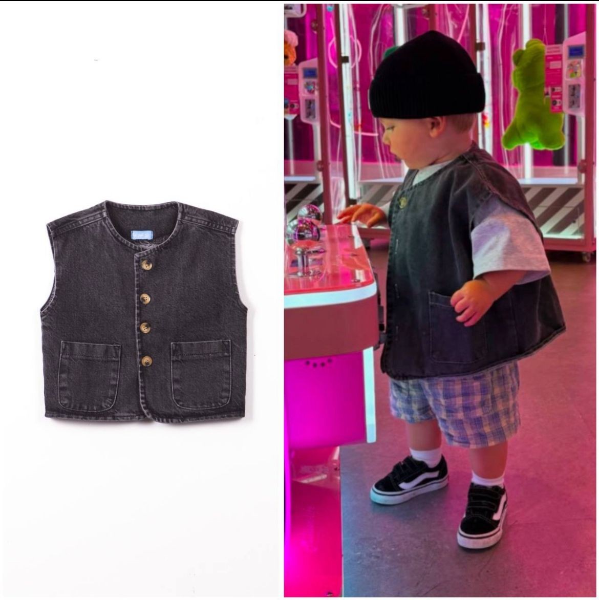 Denim Yelek - Siyah