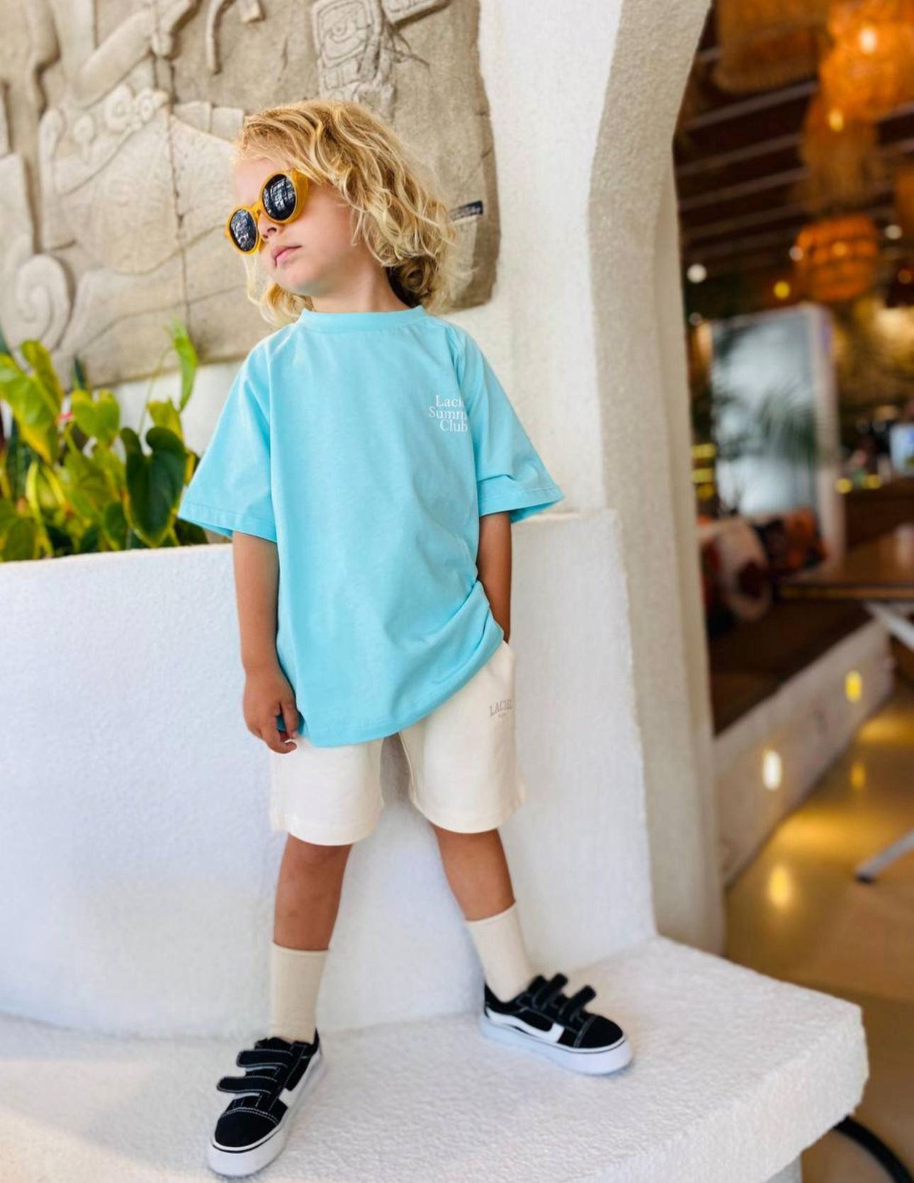 Mavi Sloganlı Basic Tshirt 