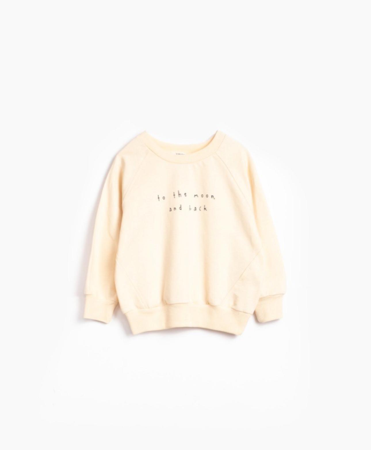 Sloganlı Basic Sweat-Limon Beji