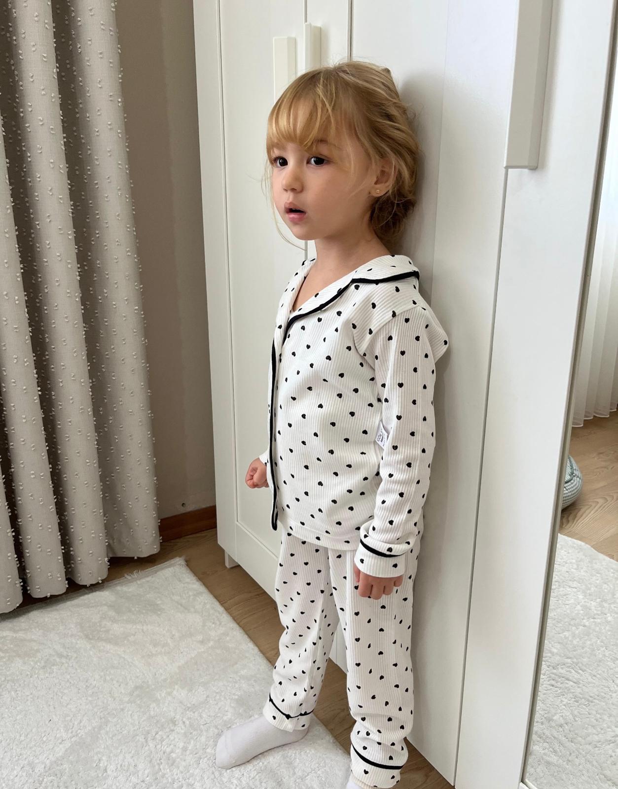 Kalpli Fitilli Pijama Takımı - Siyah