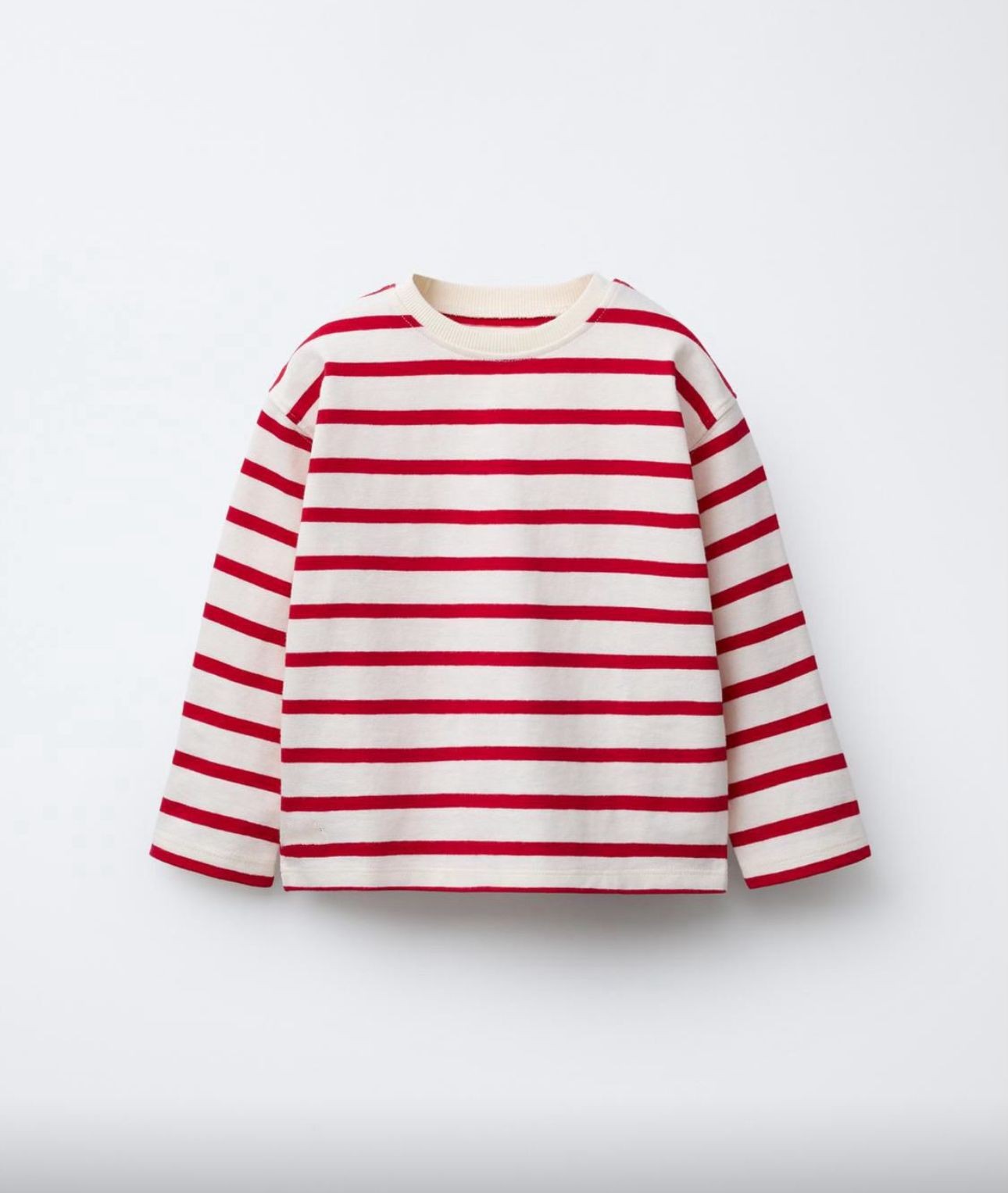 Çizgili Uzun Kol Sweatshirt - Kırmızı