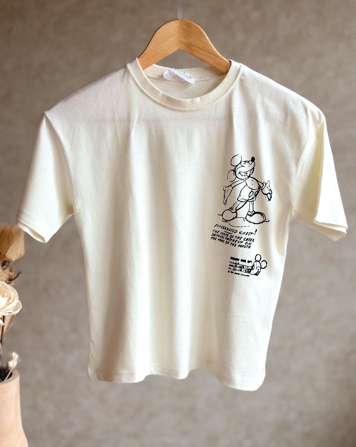 Krem Mickey Baskılı Tshirt(5-14Y)