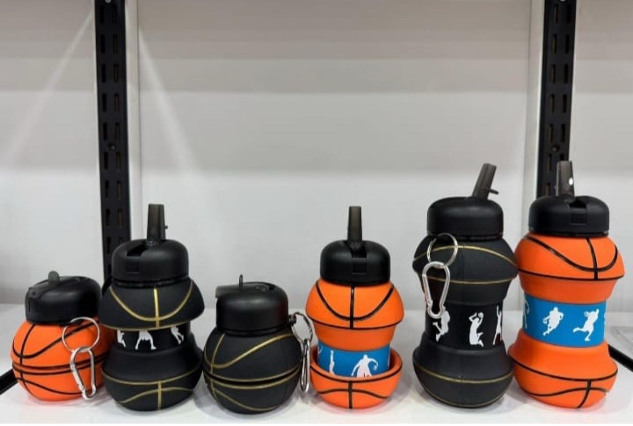 Karlanabilir Silikon Su Şişesi - Siyah Basketbol