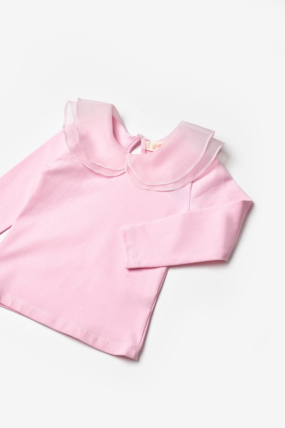 Yaka Detay T-shirt - Pembe 