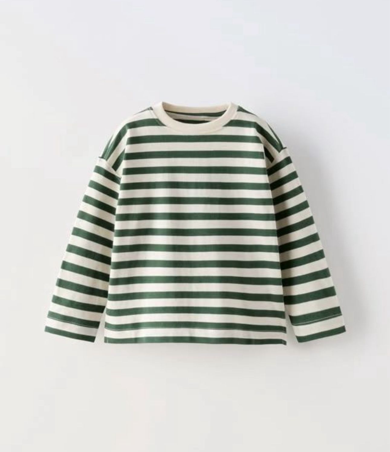 Çizgili Uzun Kol Sweatshirt - Yeşil
