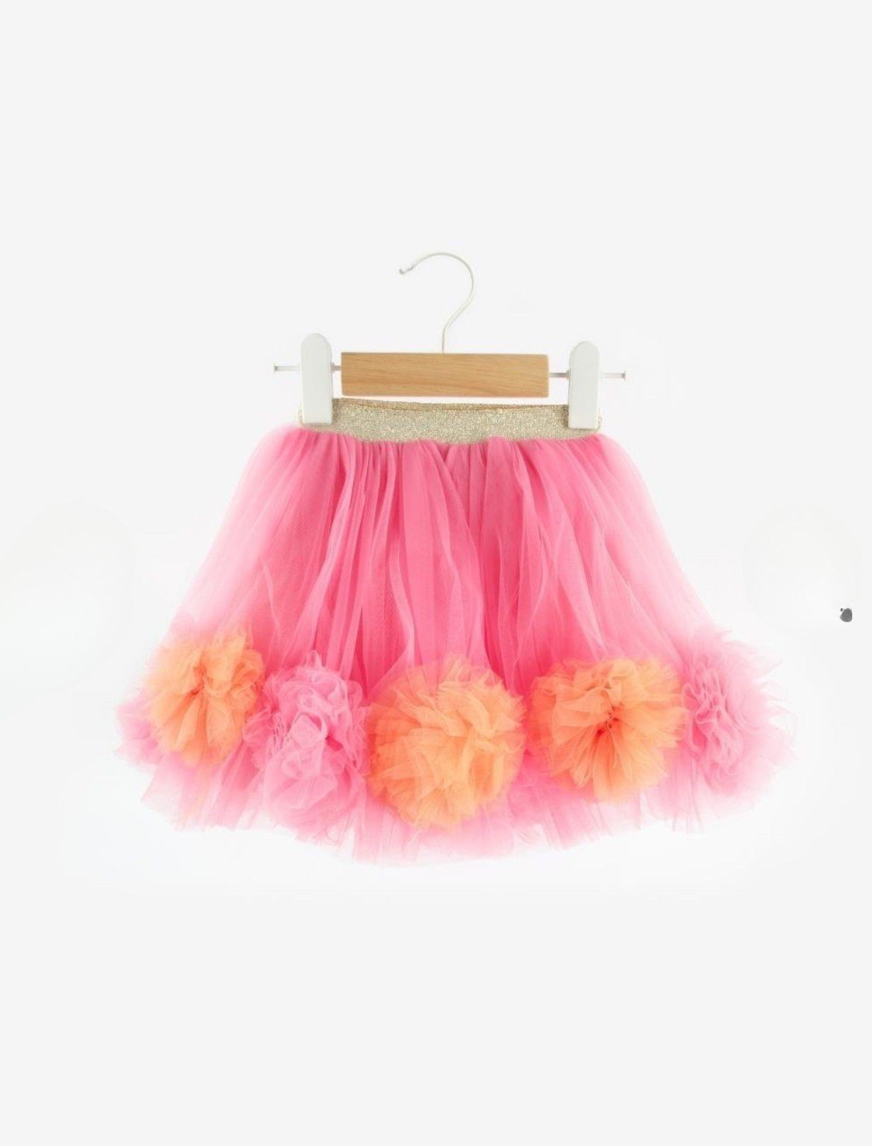 Pembe Ponpon Detay Tütü Etek