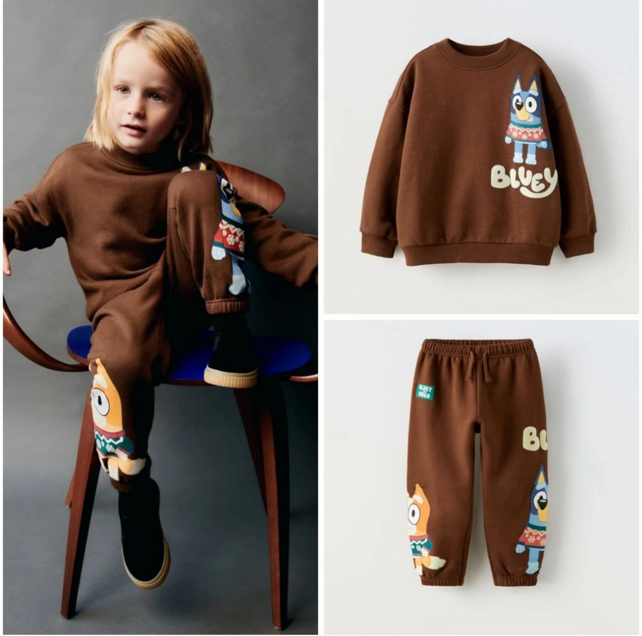 Bluey Kahverengi Eşofman Takımı - Şardonlu