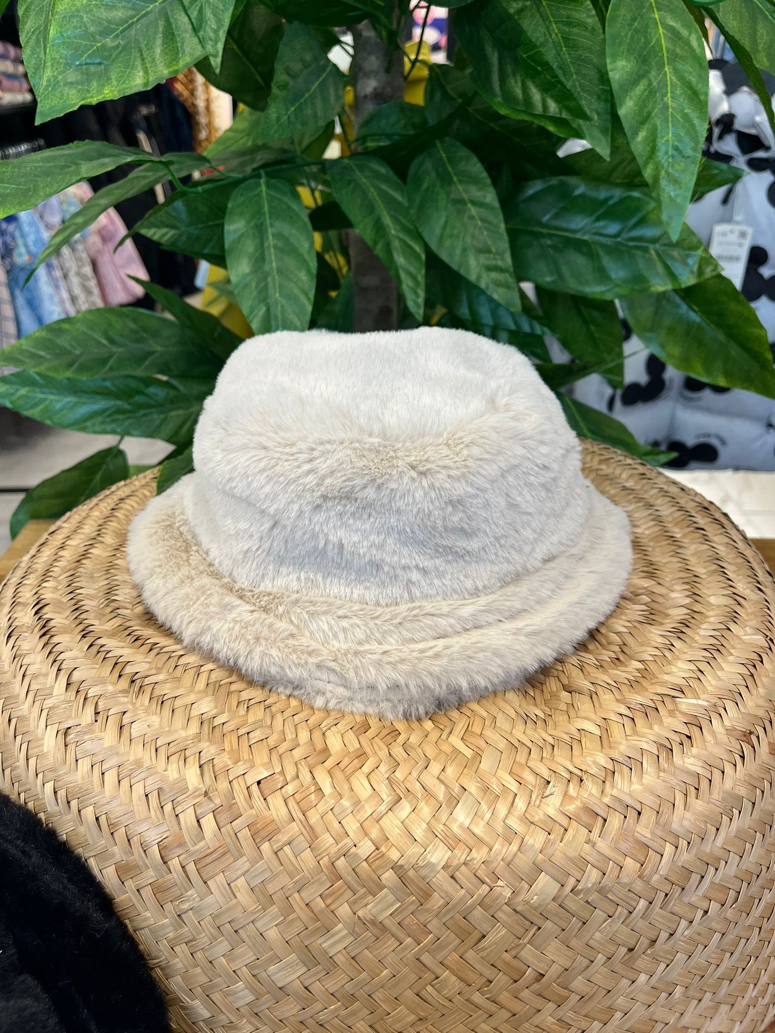 Peluş Krem Bucket Şapka