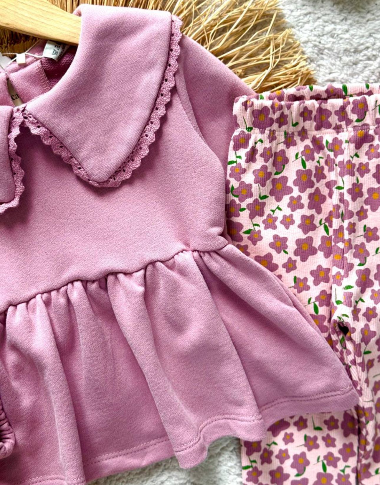 Yaka Detay Çiçekli Eşofman Takımı 