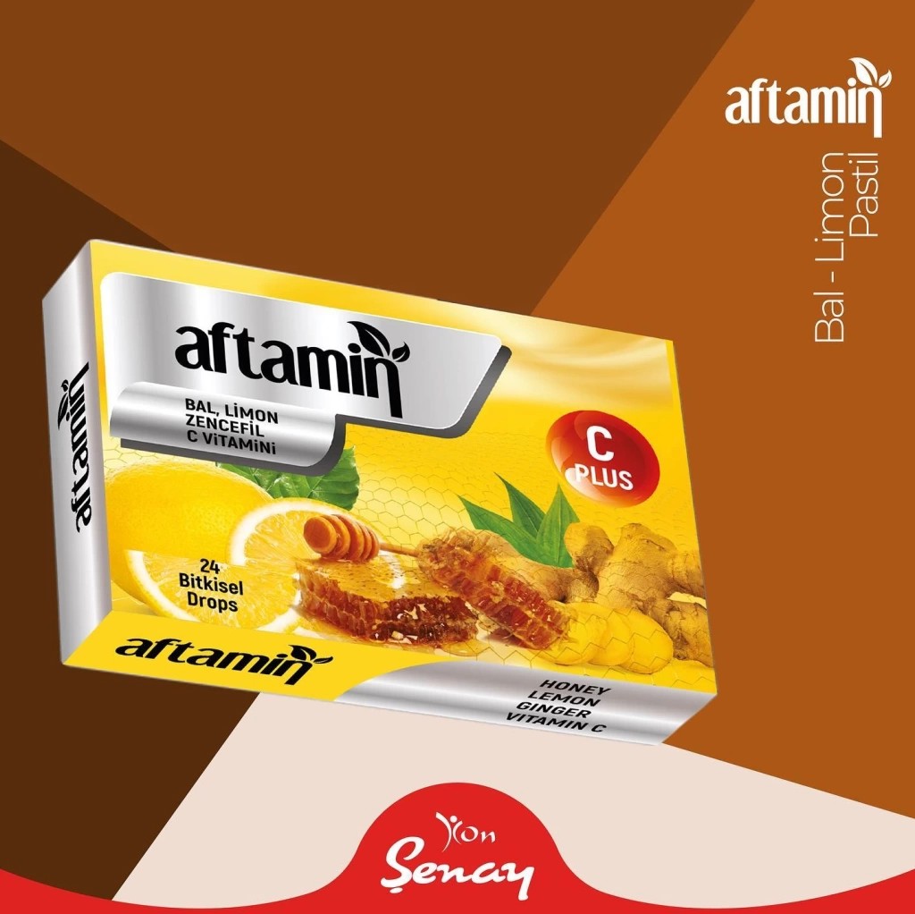 Aftamin Ballı Limon Zencefil C-Vitamini Pastil 24lü