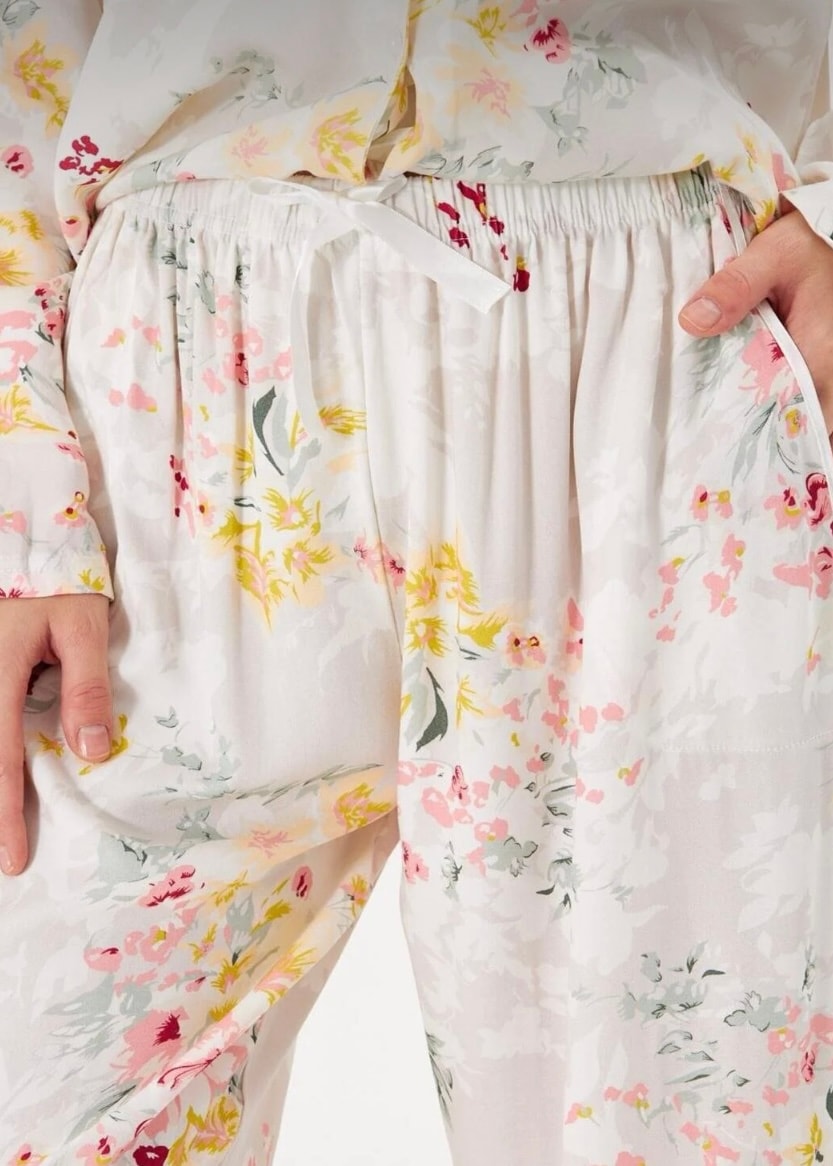 Dream Krem Beyaz Pamuk Dokuma Uzun Kollu Pijama Takımı