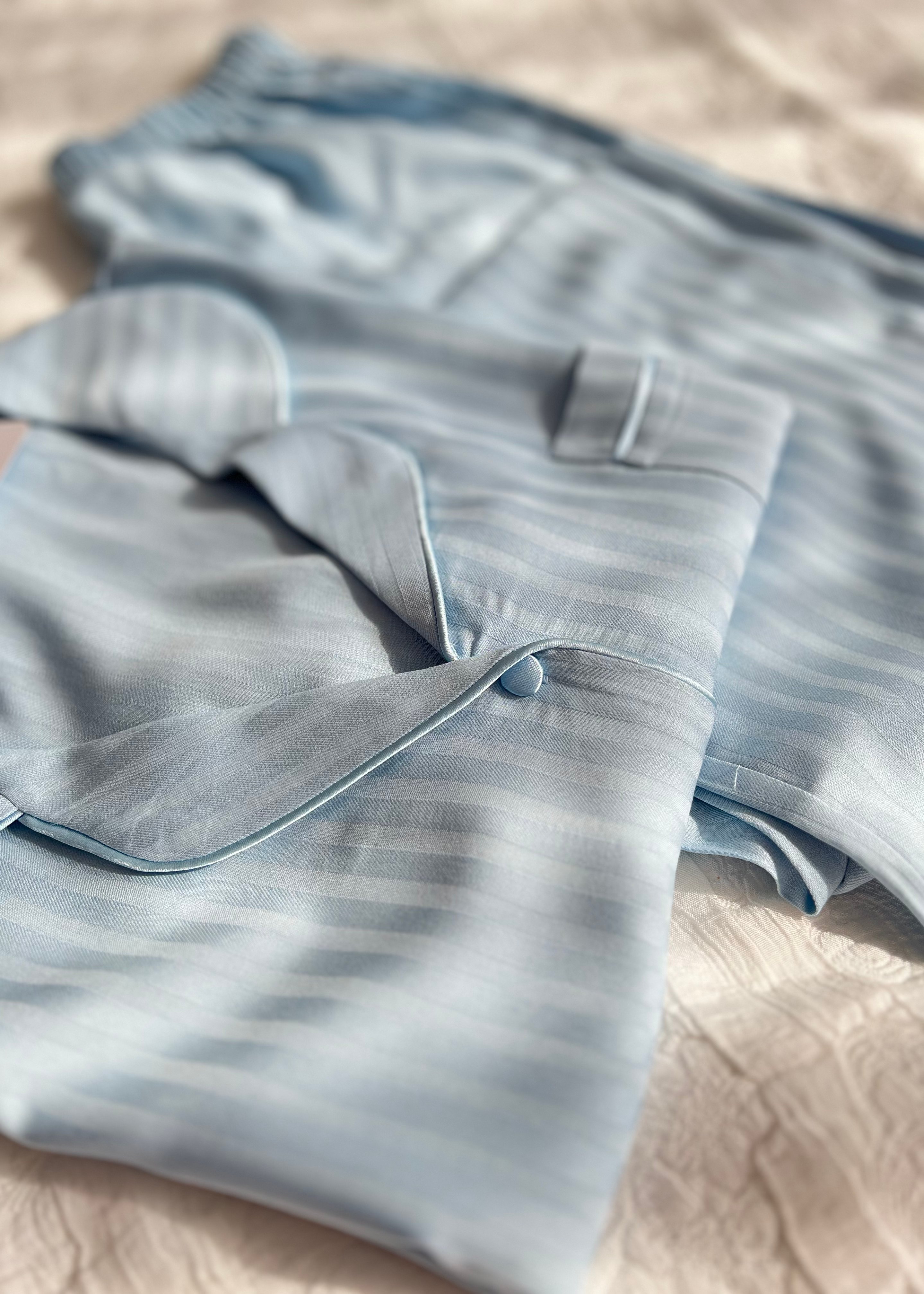 Bebek Mavisi Viskon Kısa Kollu Pijama Takımı