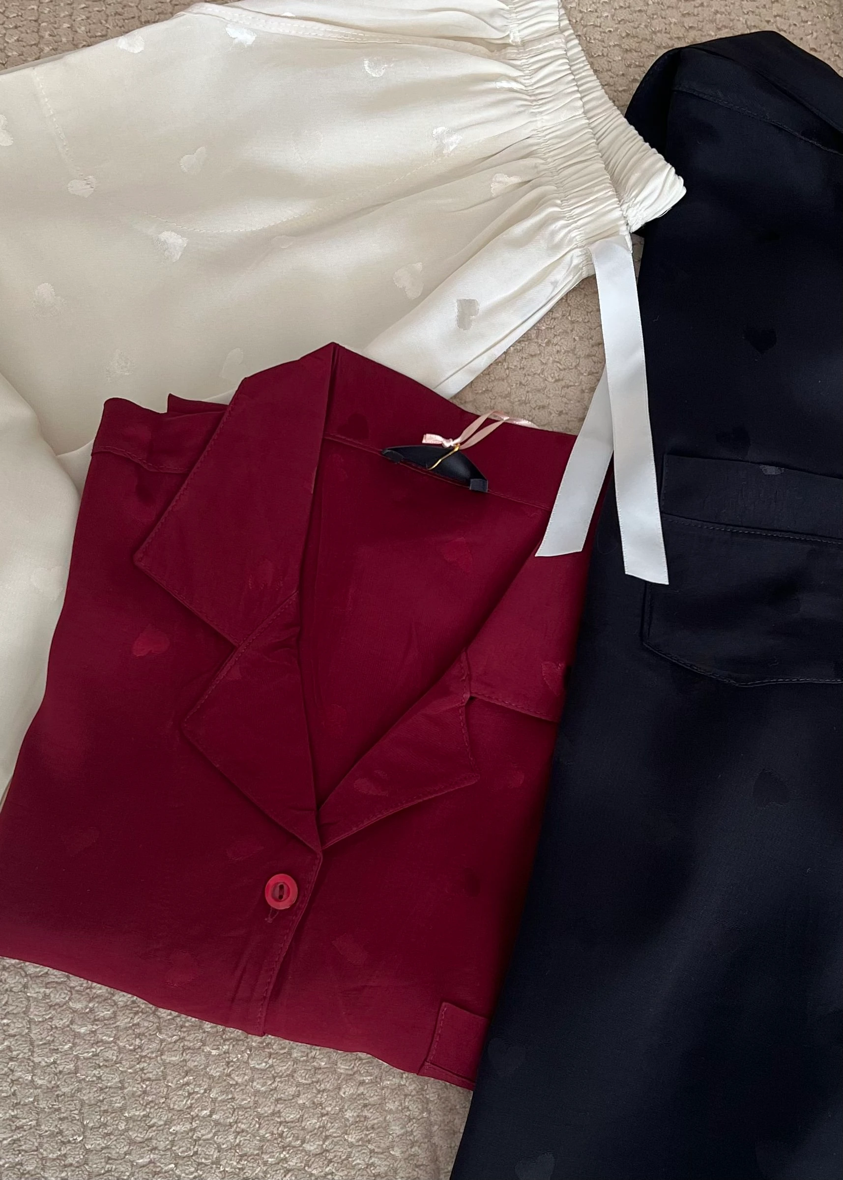 Kalpli Bordo Pamuk Saten Uzun Kollu Pijama Takımı