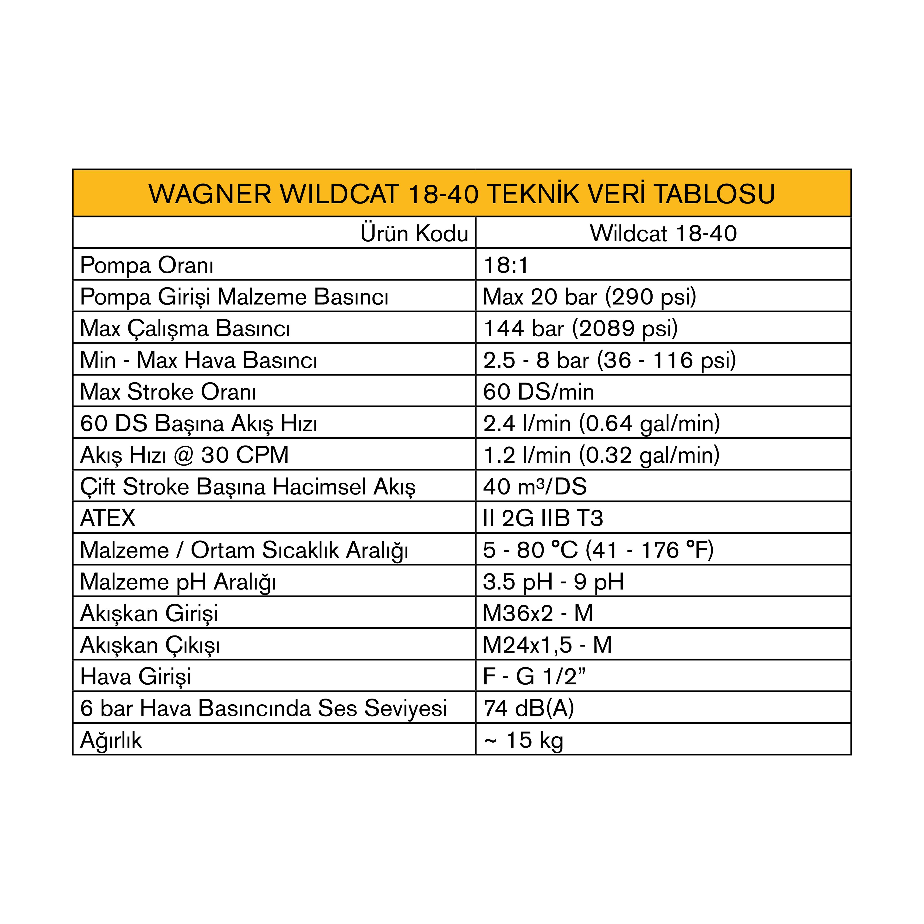 WAGNER WILDCAT 18-40 AIRMIX PİSTONLU POMPA SETİ