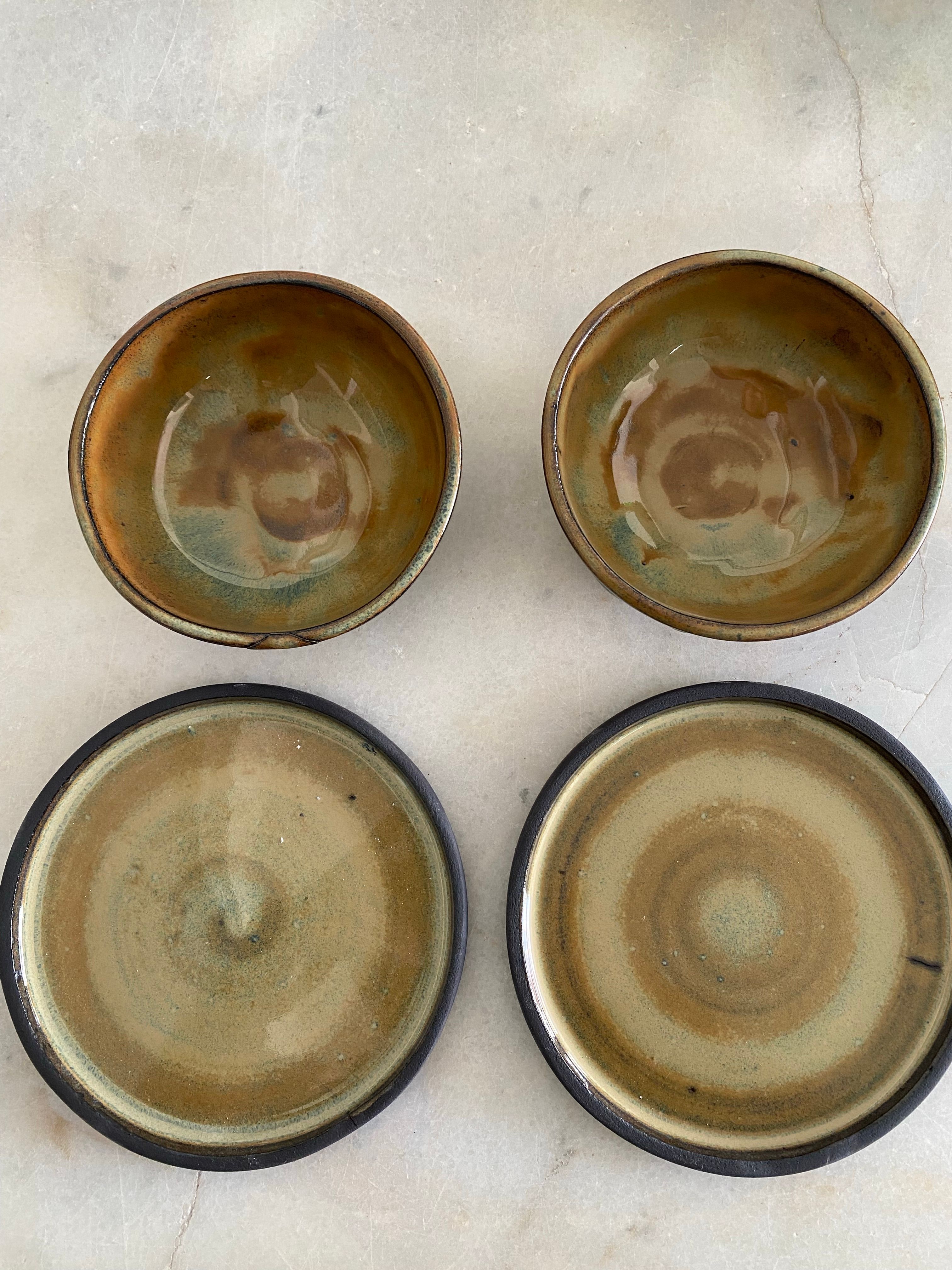 Hafif kusurlu stoneware çorba kasesi ve altlık
