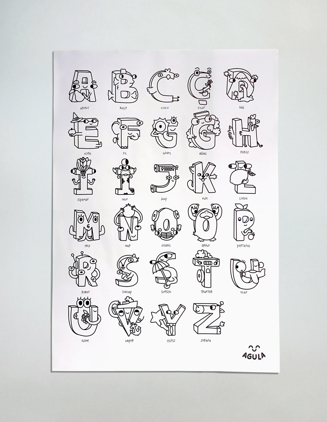 Dev Boyama Posteri -12'li Renkli Boyama Kalem Hediyeli