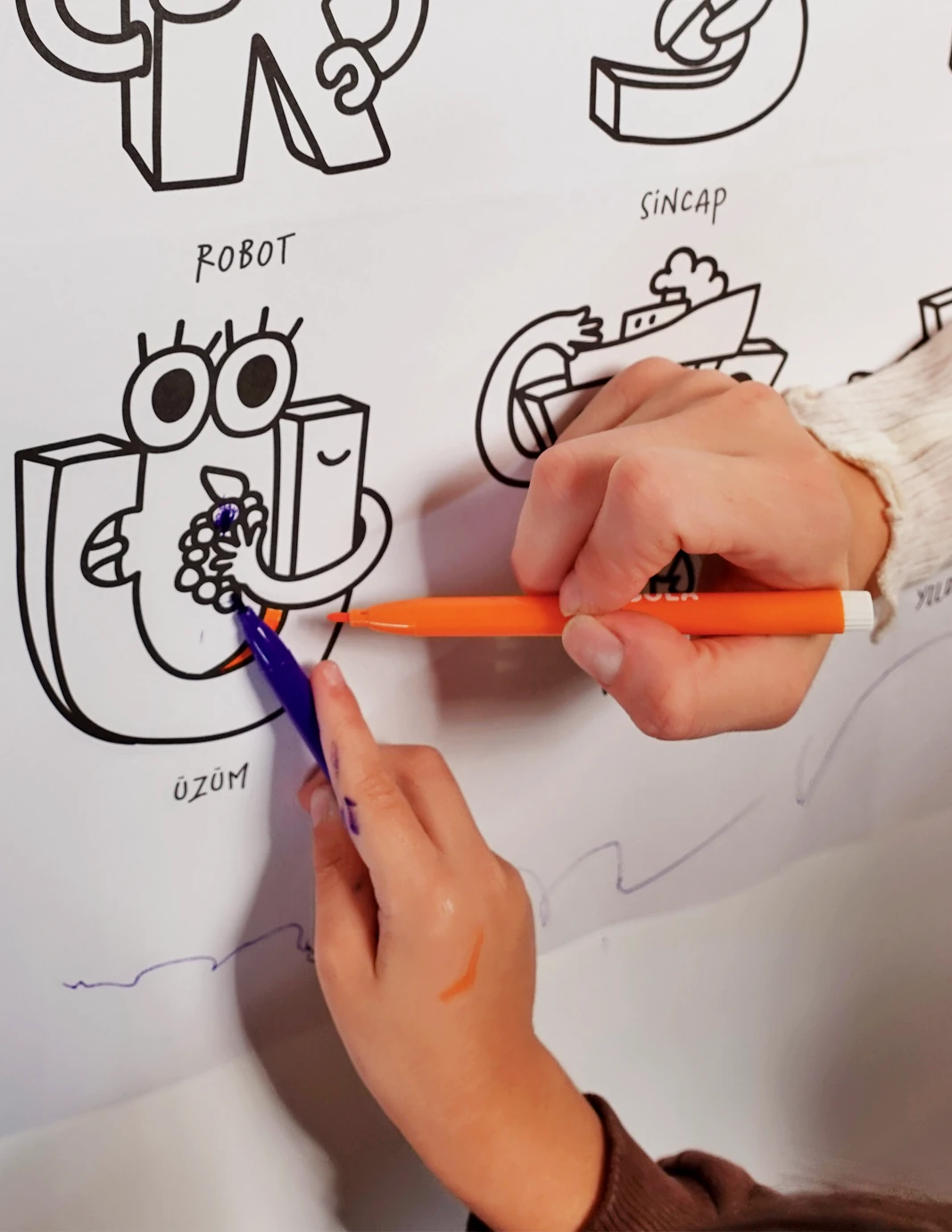 Dev Boyama Posteri -12'li Renkli Boyama Kalem Hediyeli