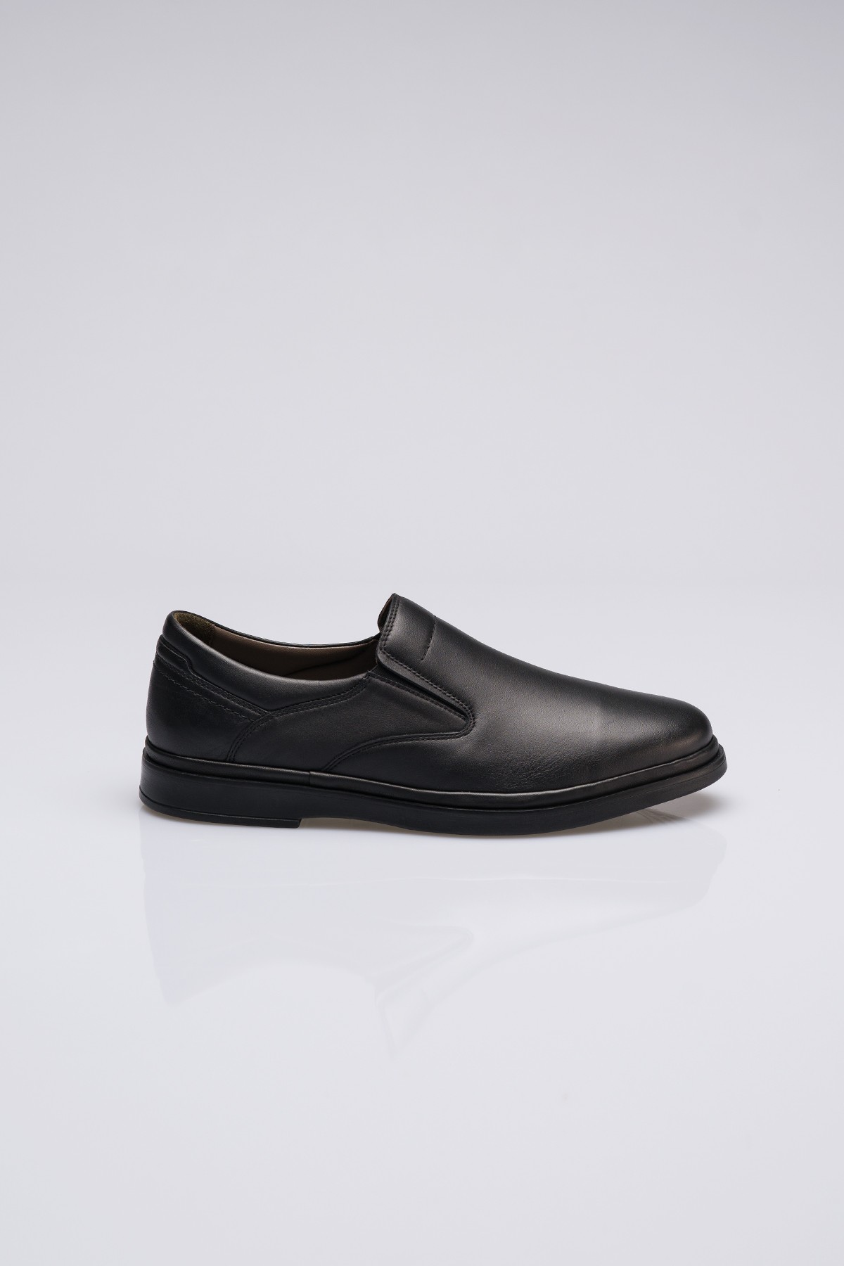 Siyah İtalyan Tasarım Ortopedik Taban İç Dış Hakiki Deri Klasik Erkek Ayakkabı
