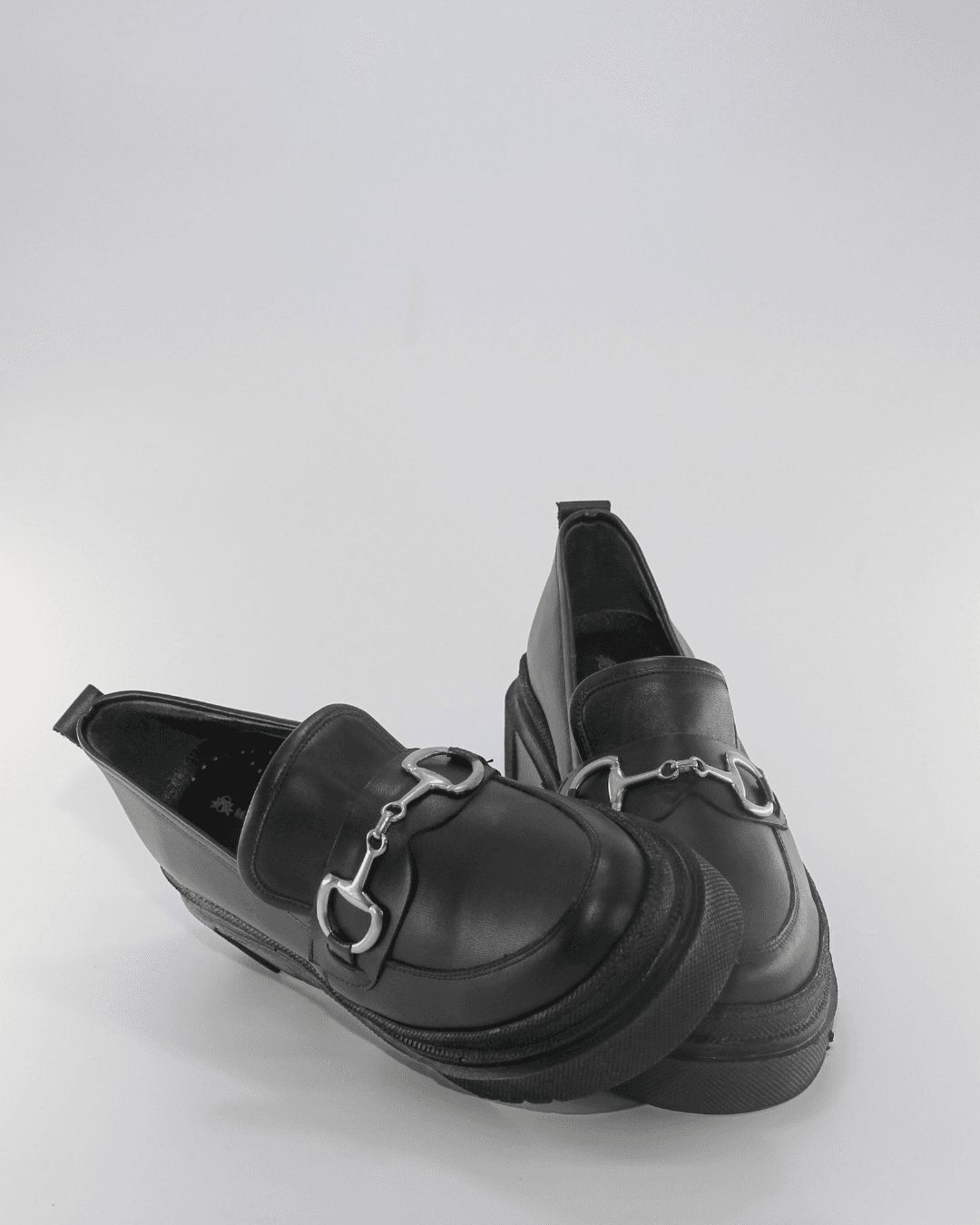 Aksesuarlı Siyah El Yapımı Hakiki Deri Siyah Oxford Ayakkabı