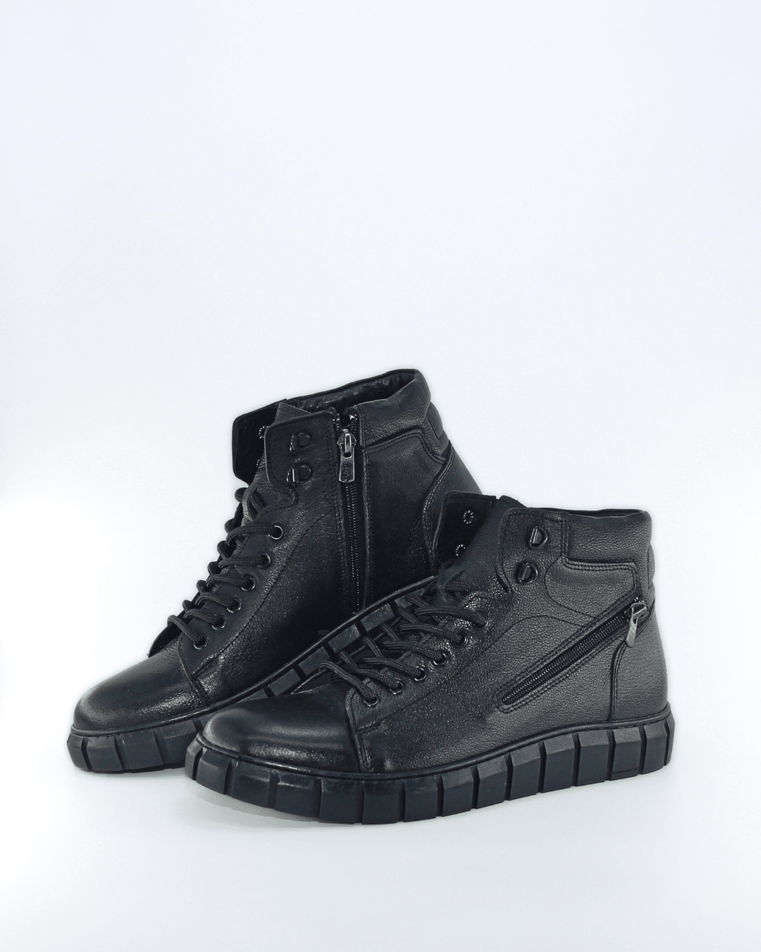 Hakiki Deri Fermuar Detaylı Siyah Sneaker Erkek Ayakkabı