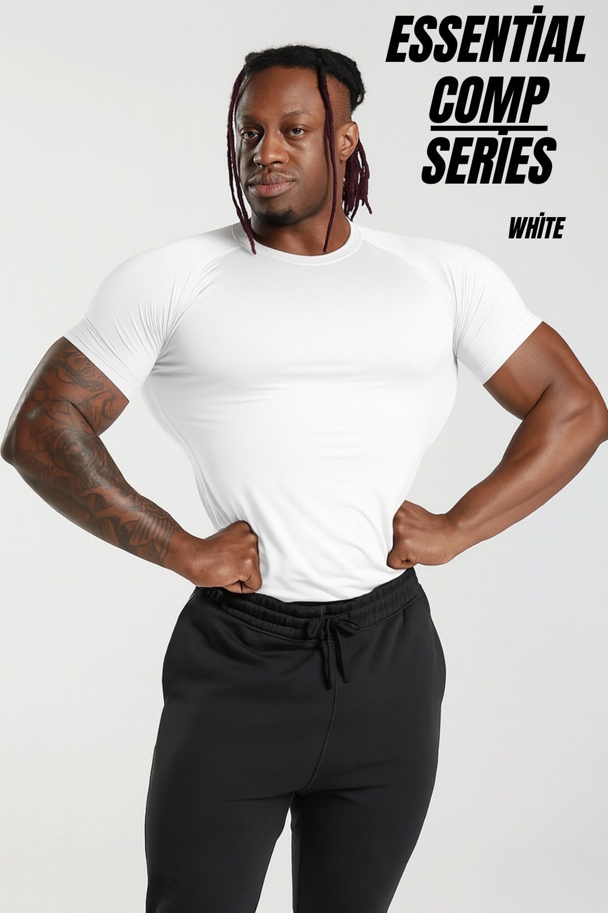 Essential Premium Basic Compression T-Shirt – Ultra Esnek, Slim Fit - Beyaz