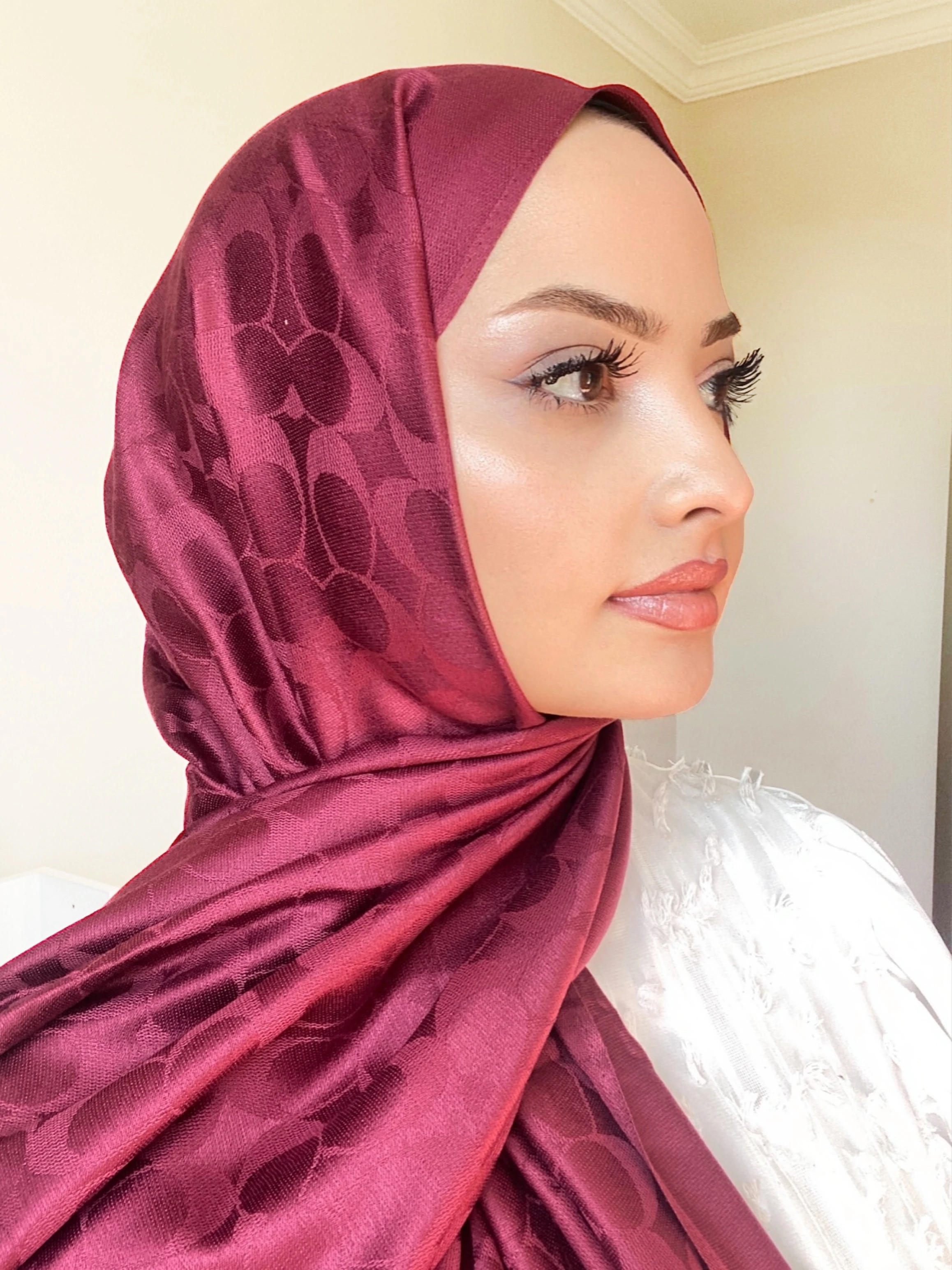 C DESEN KAŞMİR İPEK ŞAL - Bordo