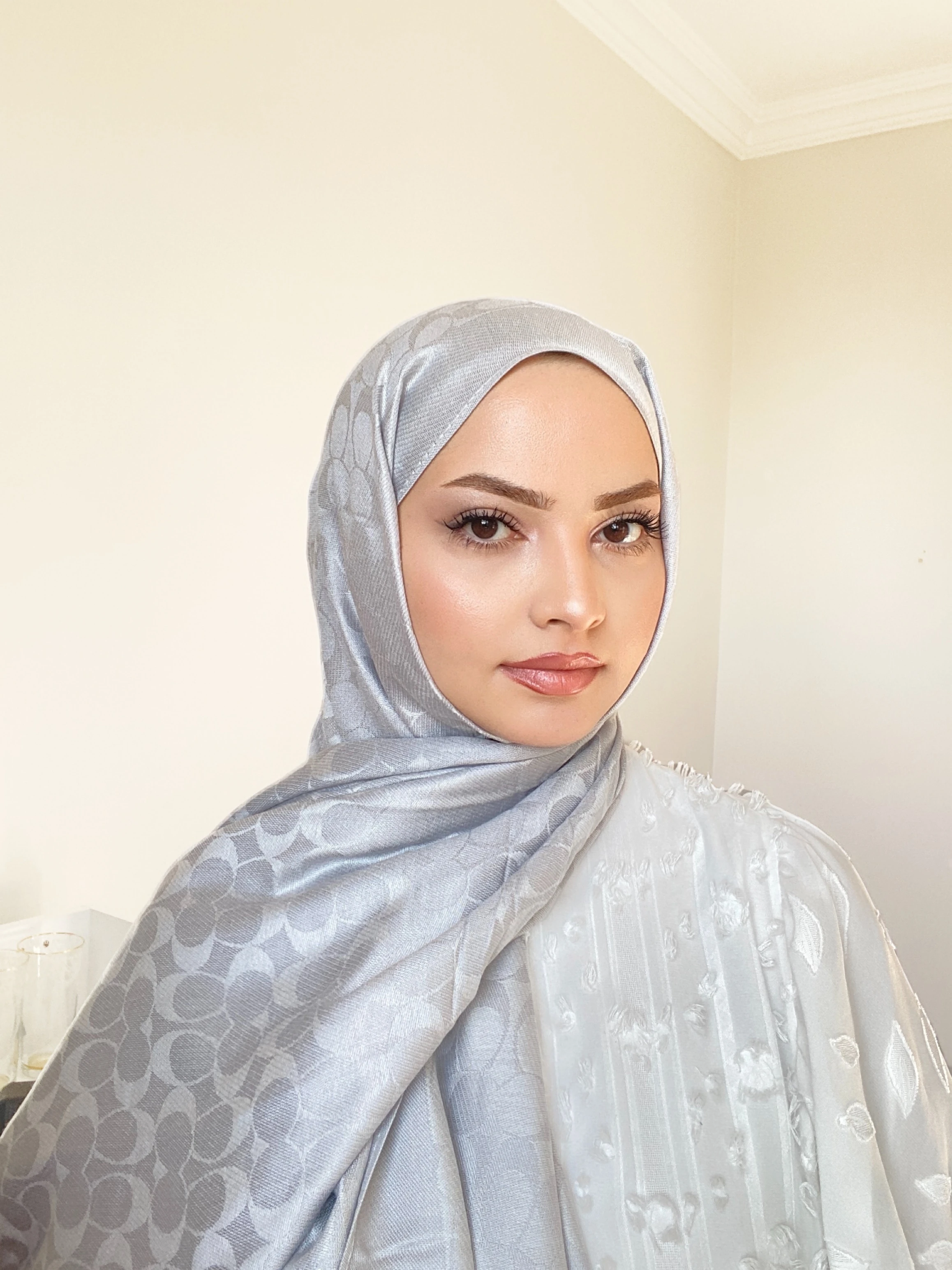 C DESEN KAŞMİR İPEK ŞAL - Gümüş