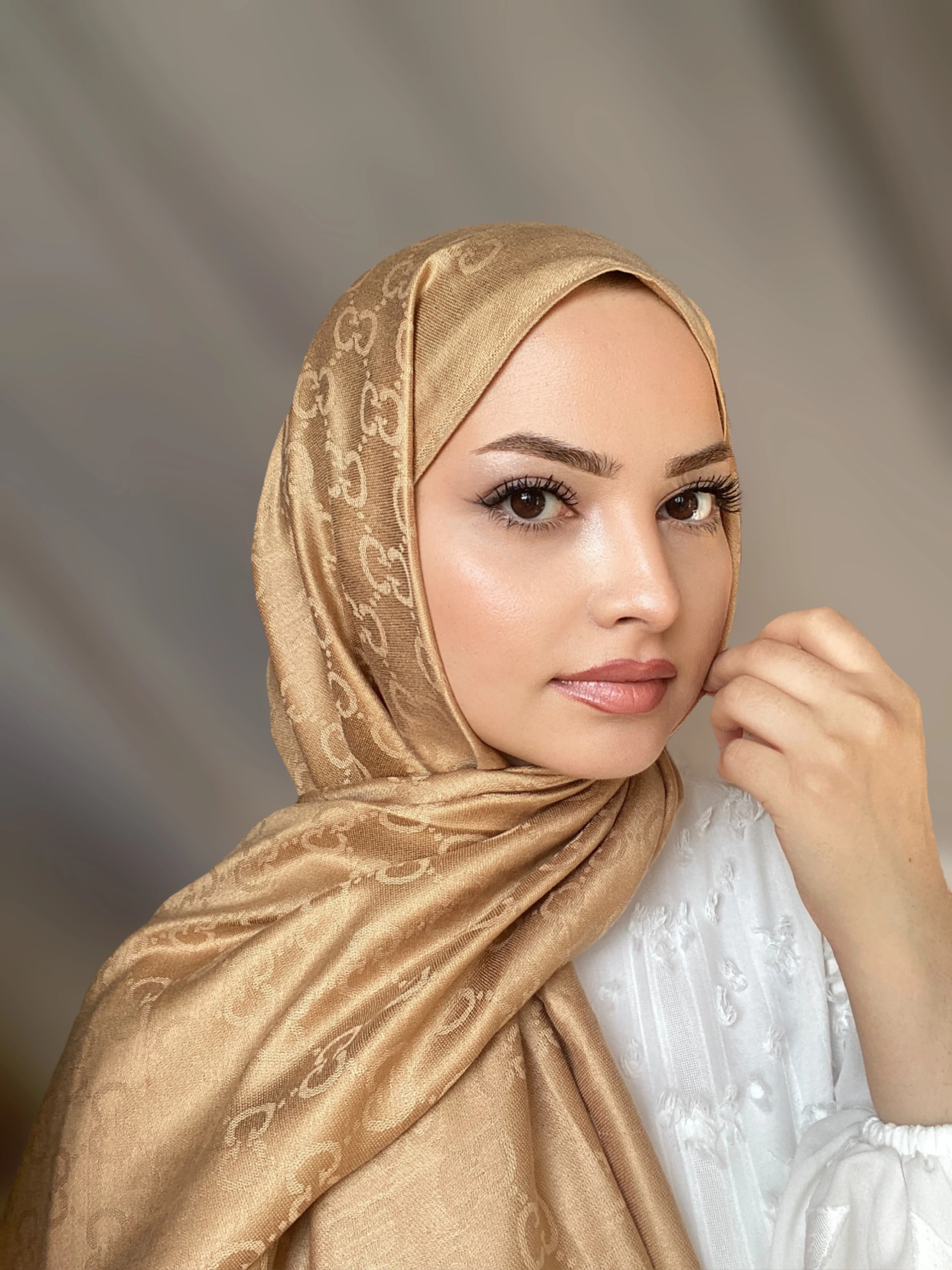 G DESEN KAŞMİR İPEK ŞAL - gold