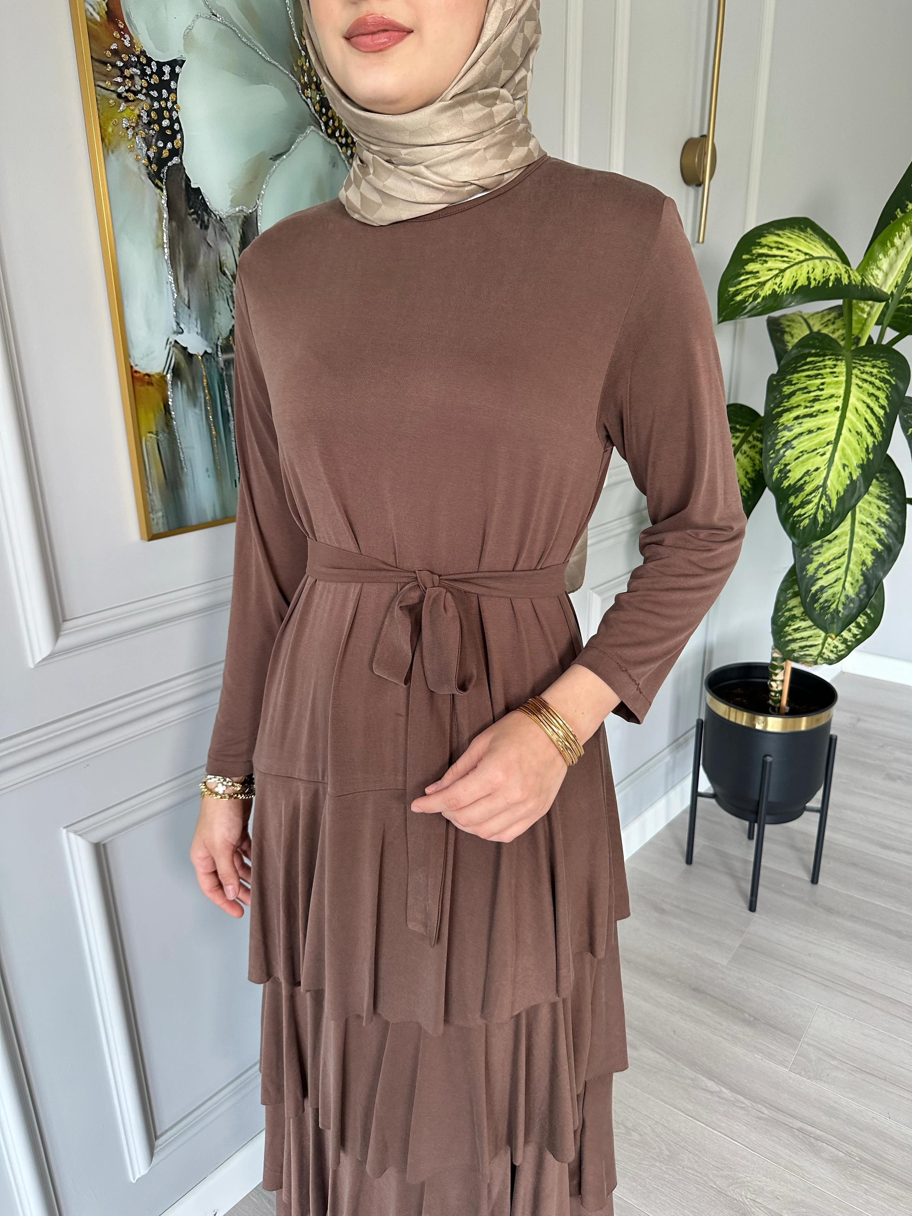 Seyyar Kemerli Oysho Kumaş Katlı Elbise