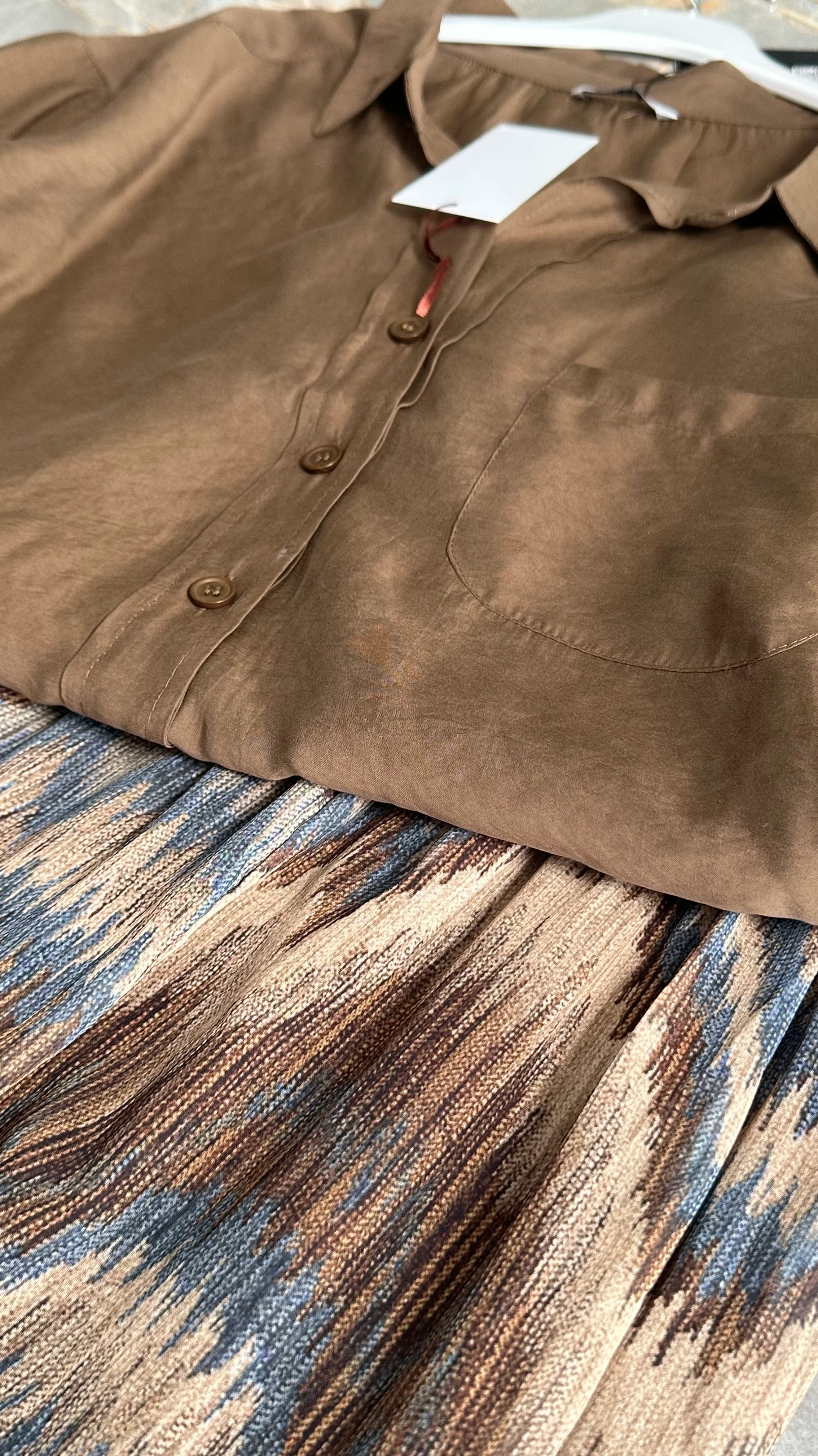 Gömlek ve Etek Yazlık Takım Kahve