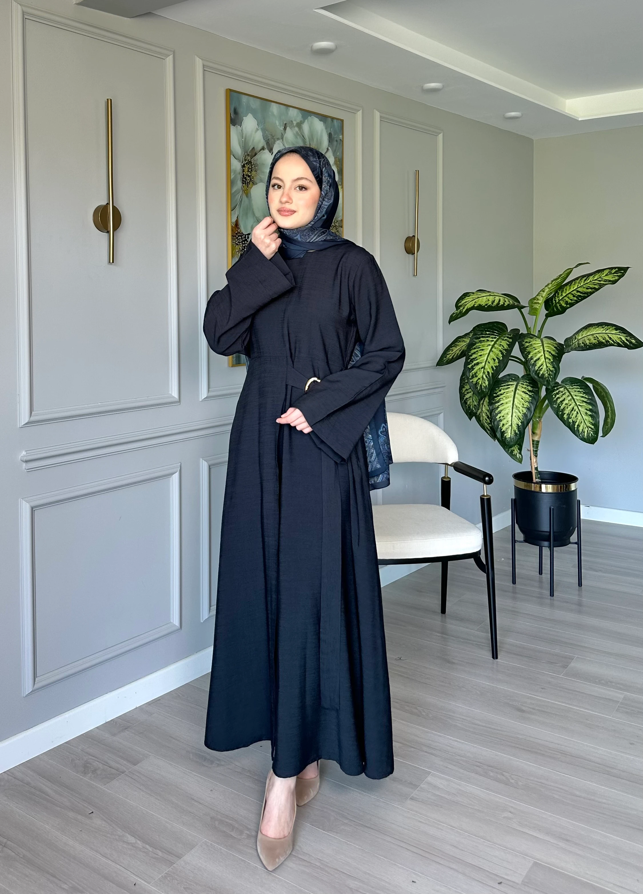 Tokalı Elbise Keten İpeksi Kumaş