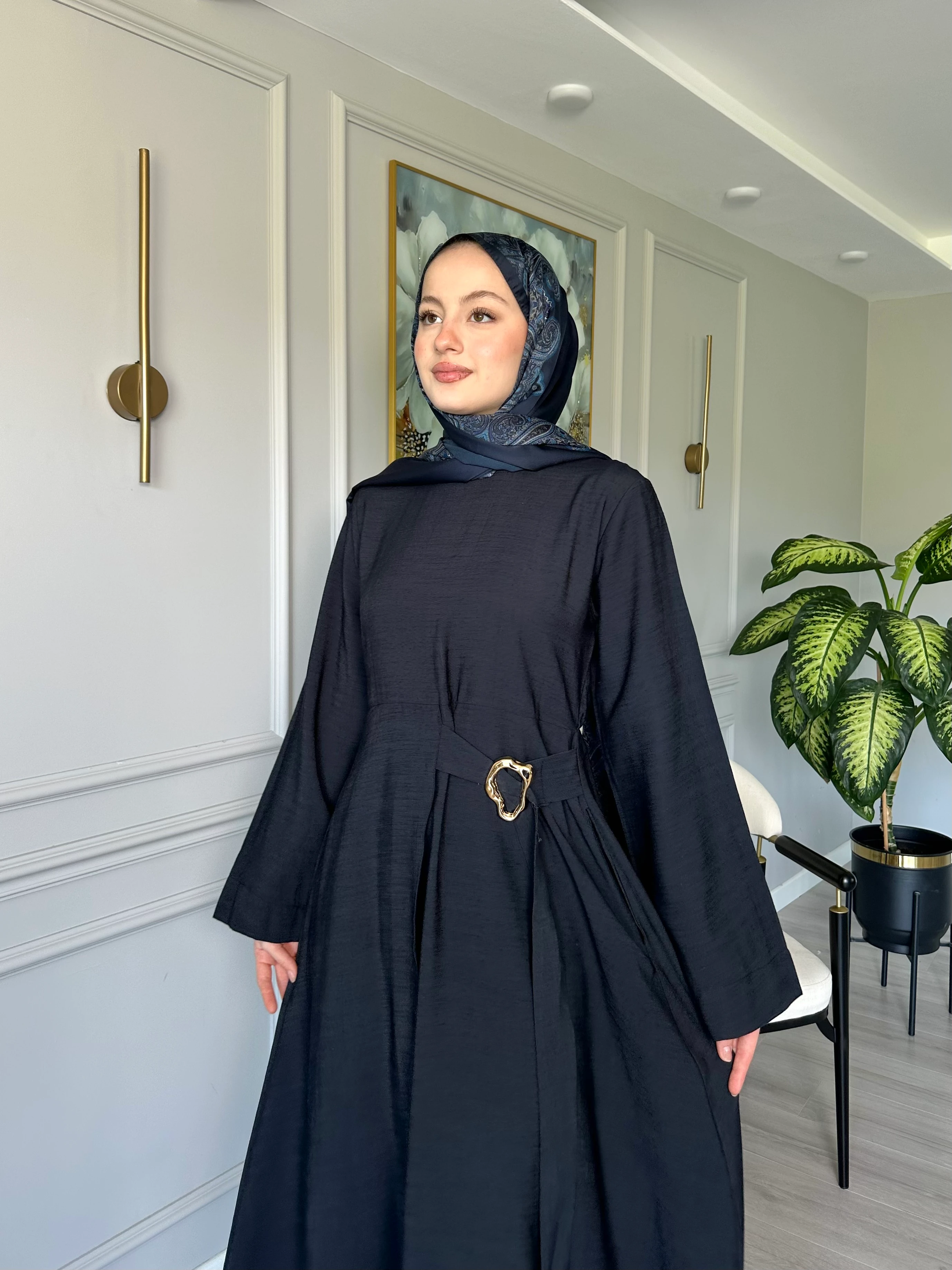 Tokalı Elbise Keten İpeksi Kumaş