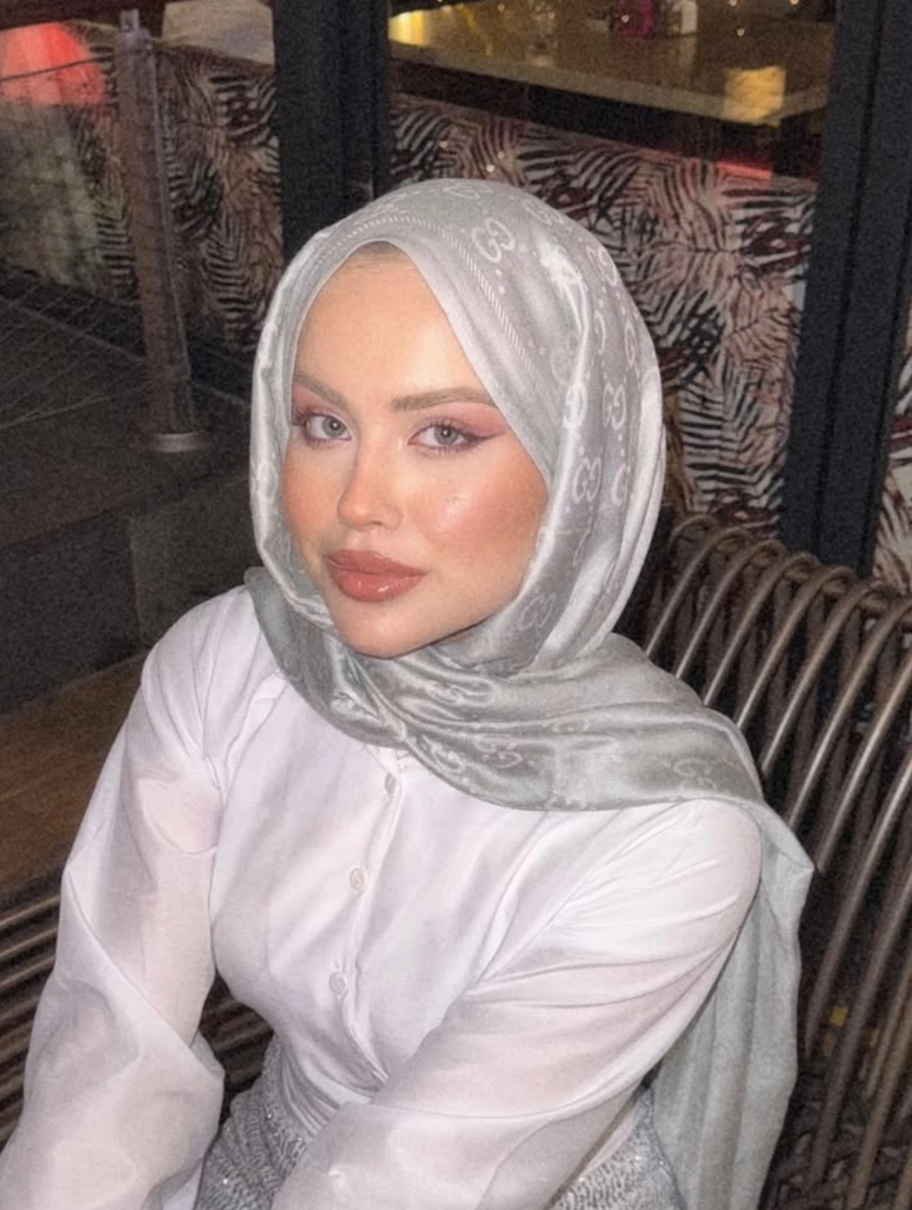 G DESEN KAŞMİR İPEK ŞAL - Gümüş