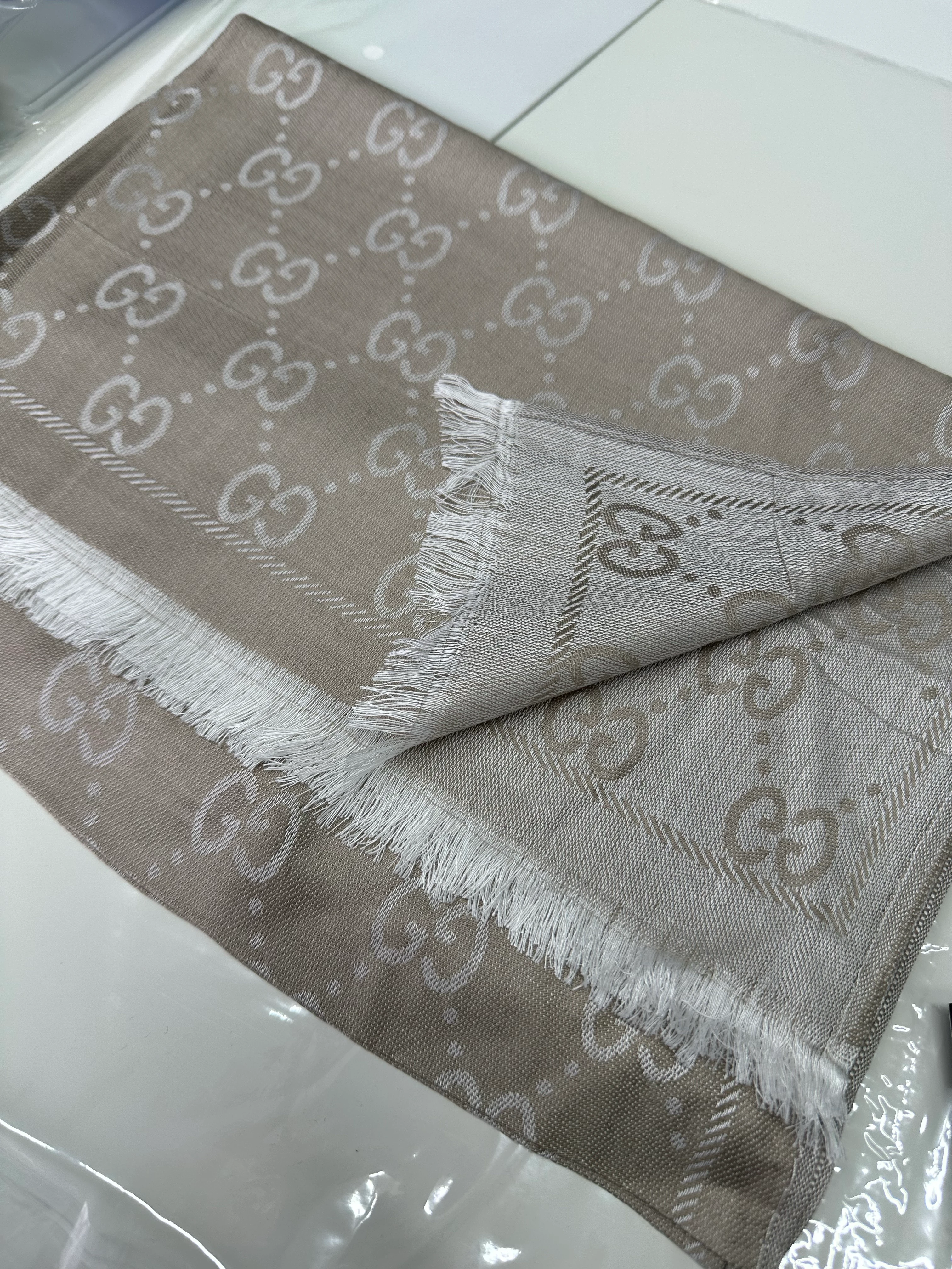 G DESEN KAŞMİR İPEK ŞAL - Bej