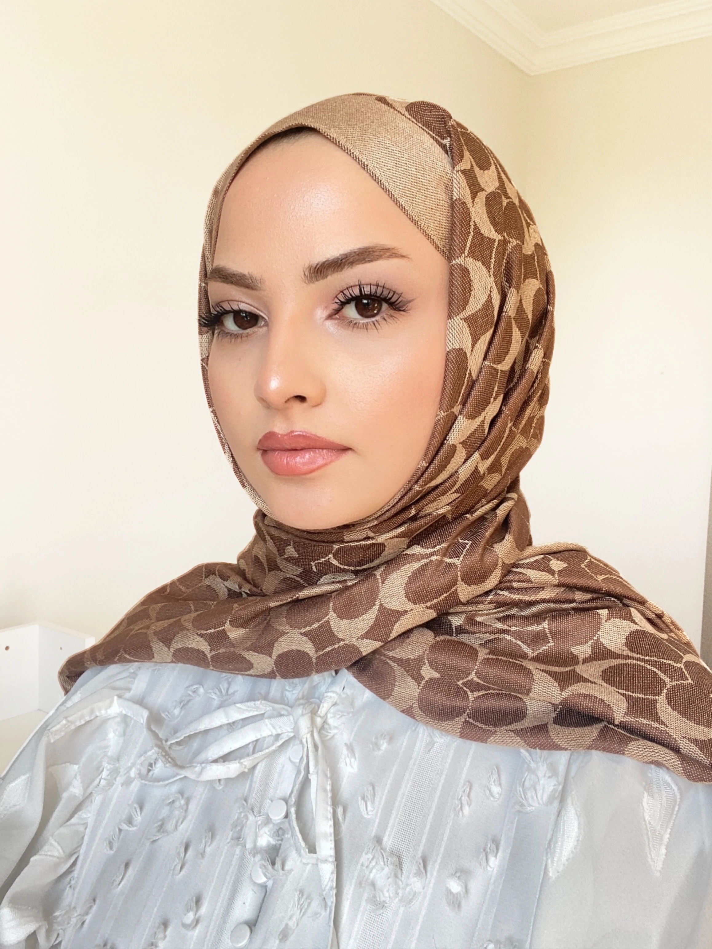 C DESEN KAŞMİR İPEK ŞAL - Goldkahve