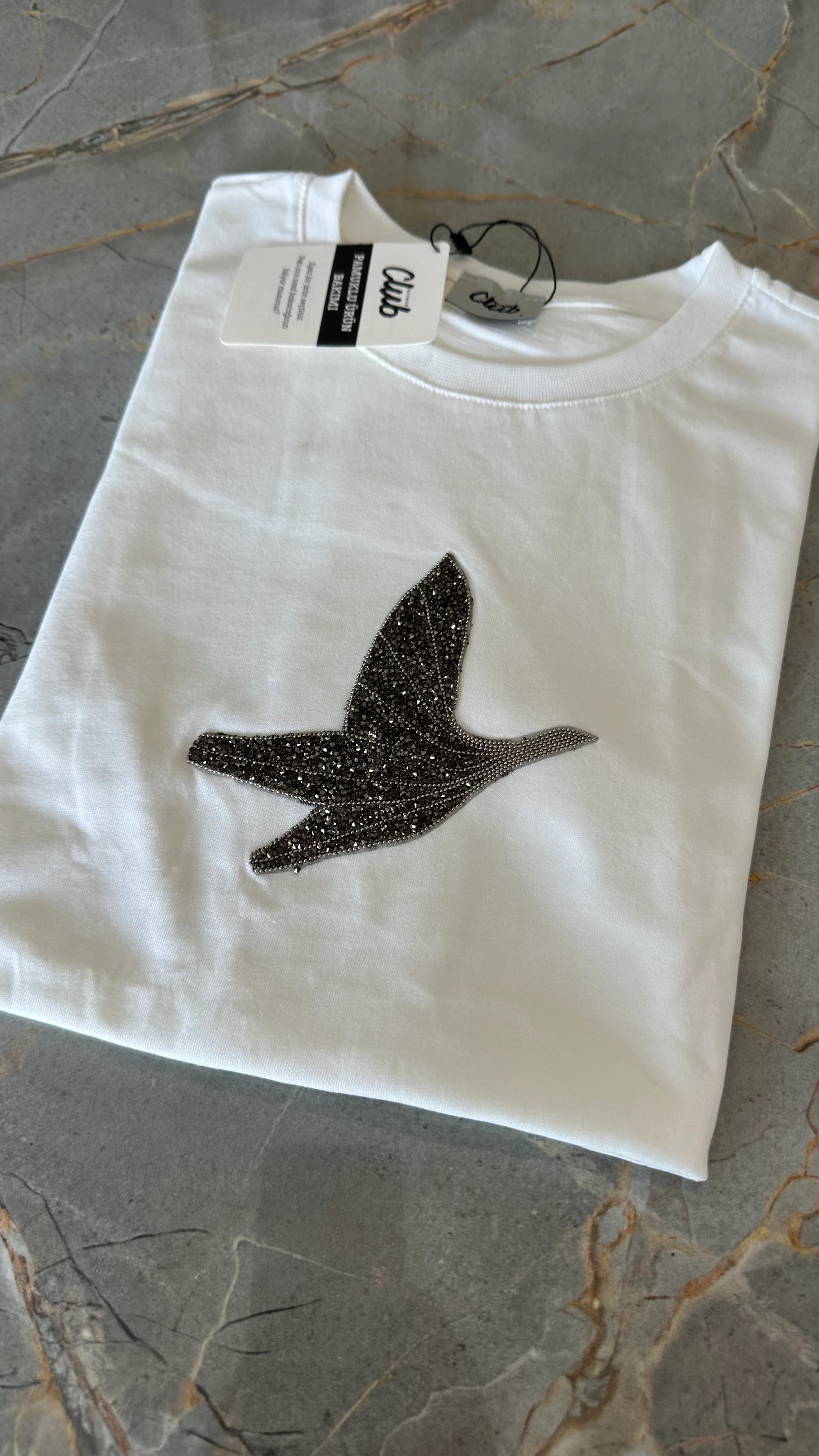 Premium Pamuk Taş İşlemeli Tişört