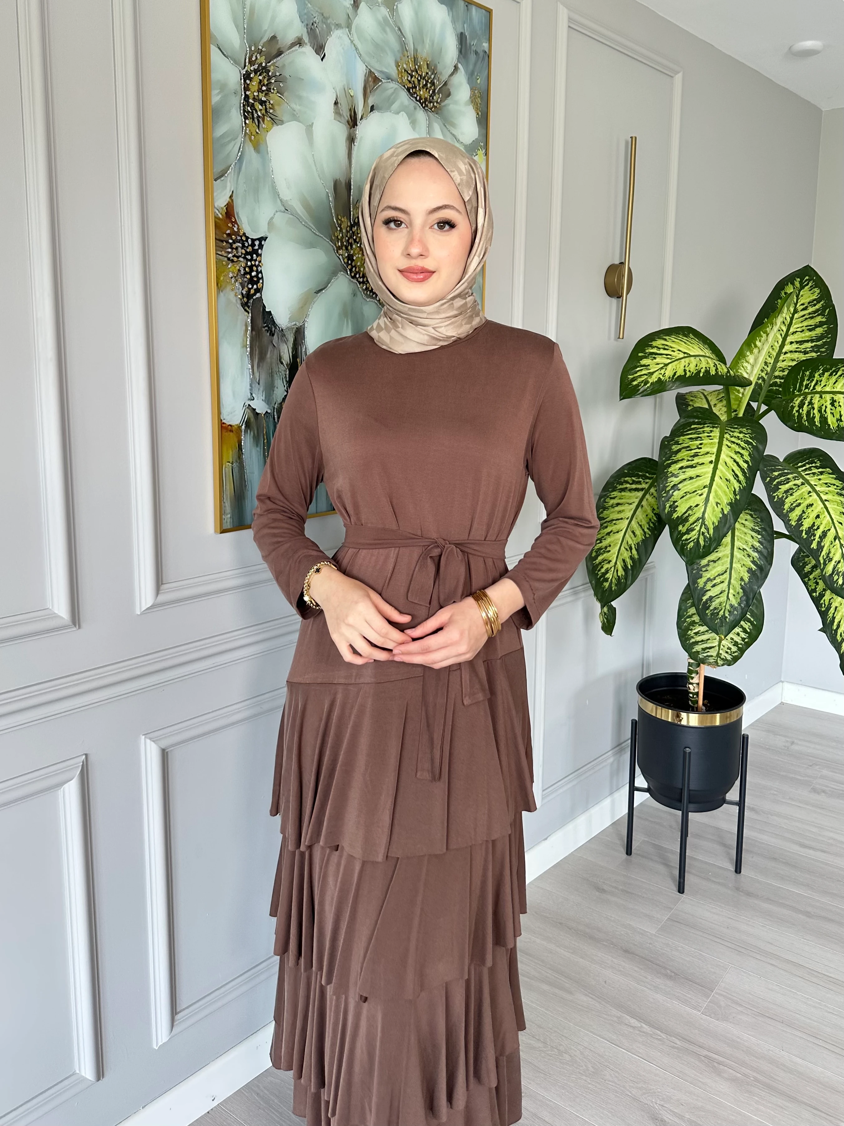 Seyyar Kemerli Oysho Kumaş Katlı Elbise