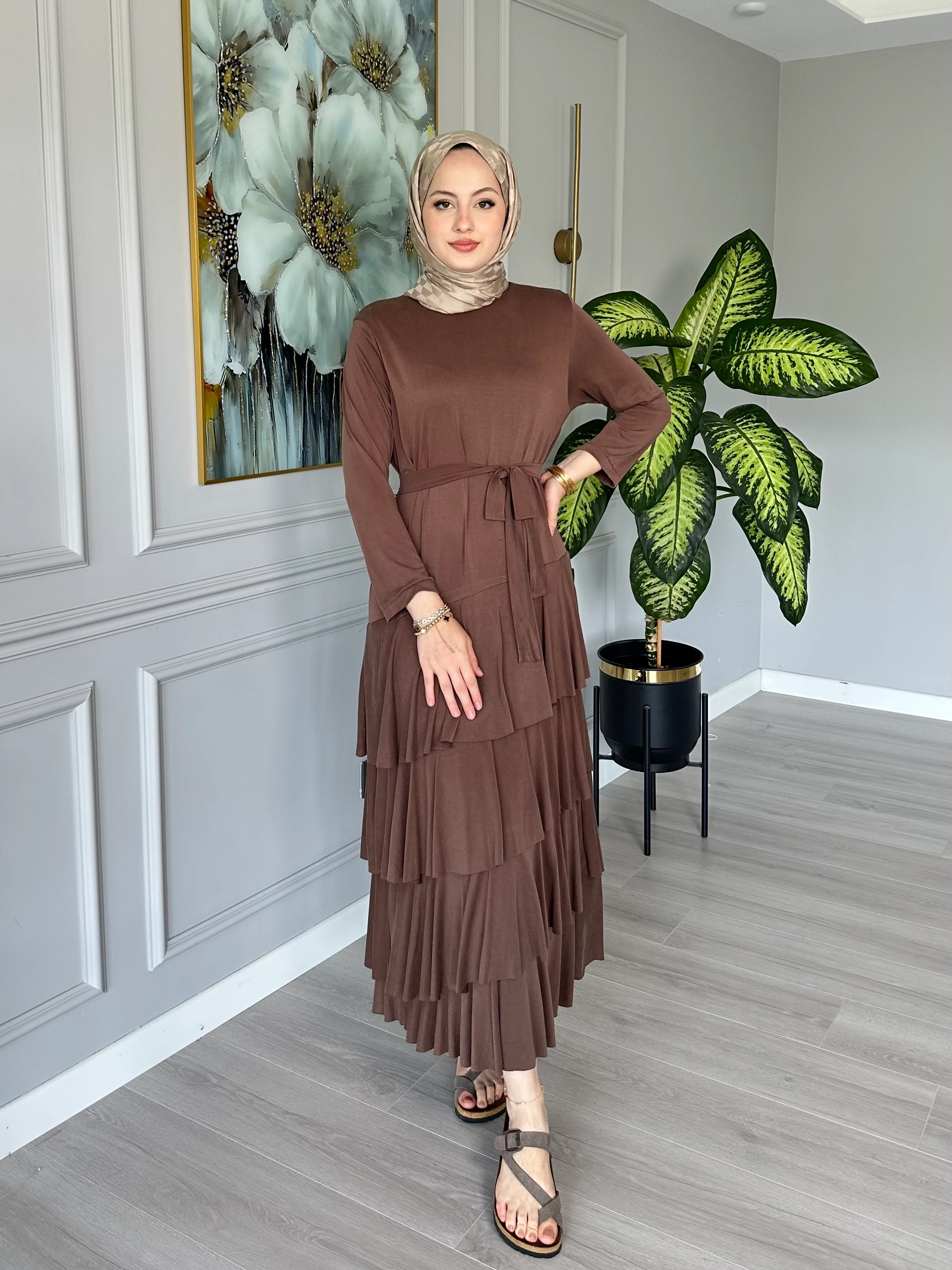 Seyyar Kemerli Oysho Kumaş Katlı Elbise