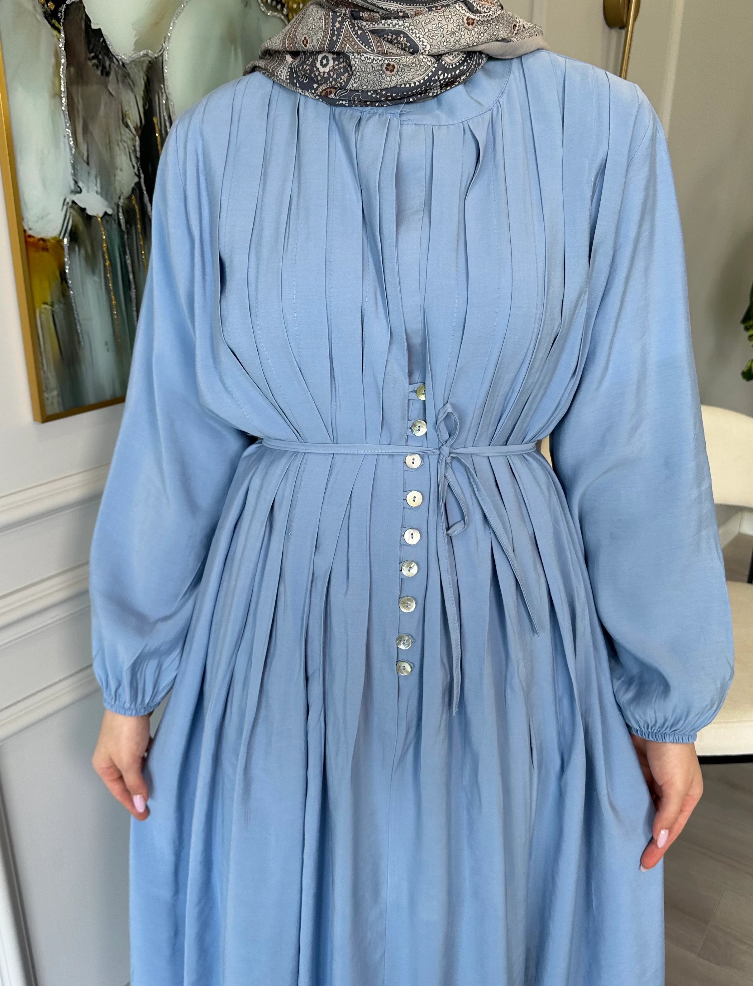 Rahat Kalıp Düğmeli Seyyar Kemerli Elbise