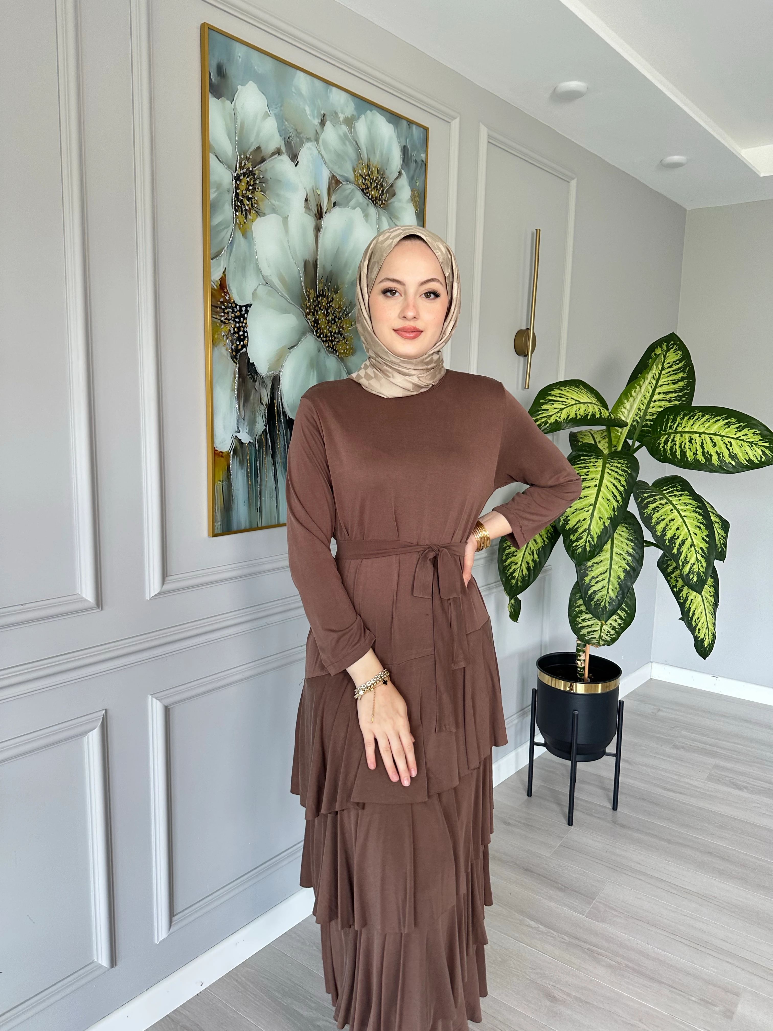 Seyyar Kemerli Oysho Kumaş Katlı Elbise